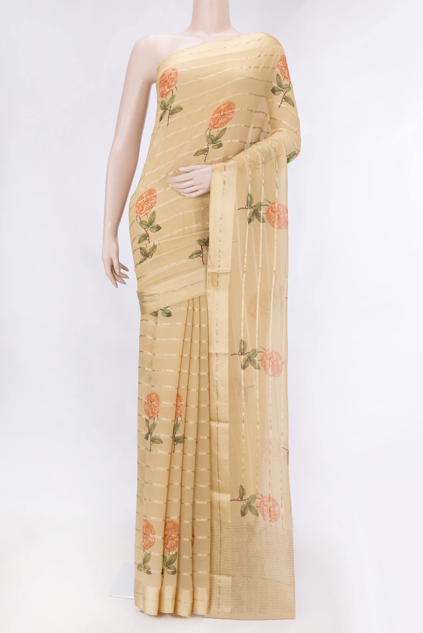Sandal Dual Tone Mysore Crepe Saree
