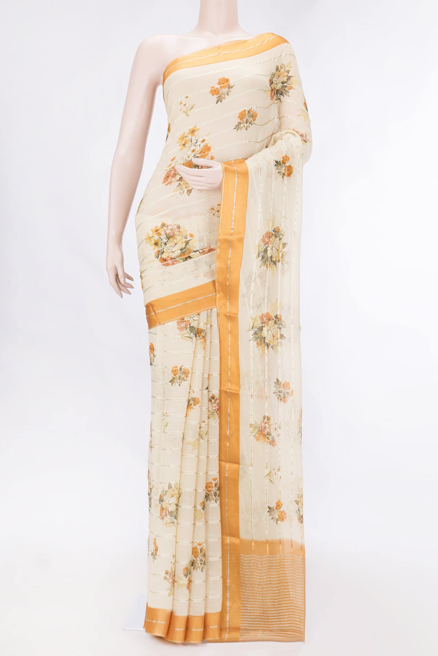 Sandal Dual Tone Mysore Crepe Saree