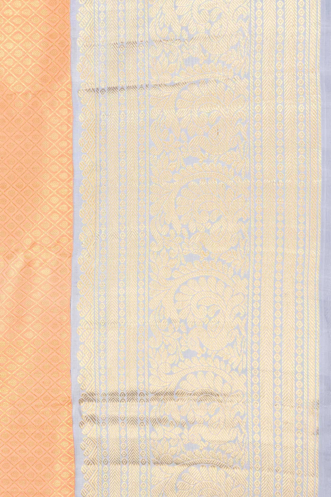 Golden Peach Dual Tone Kanchipuram Silk Saree