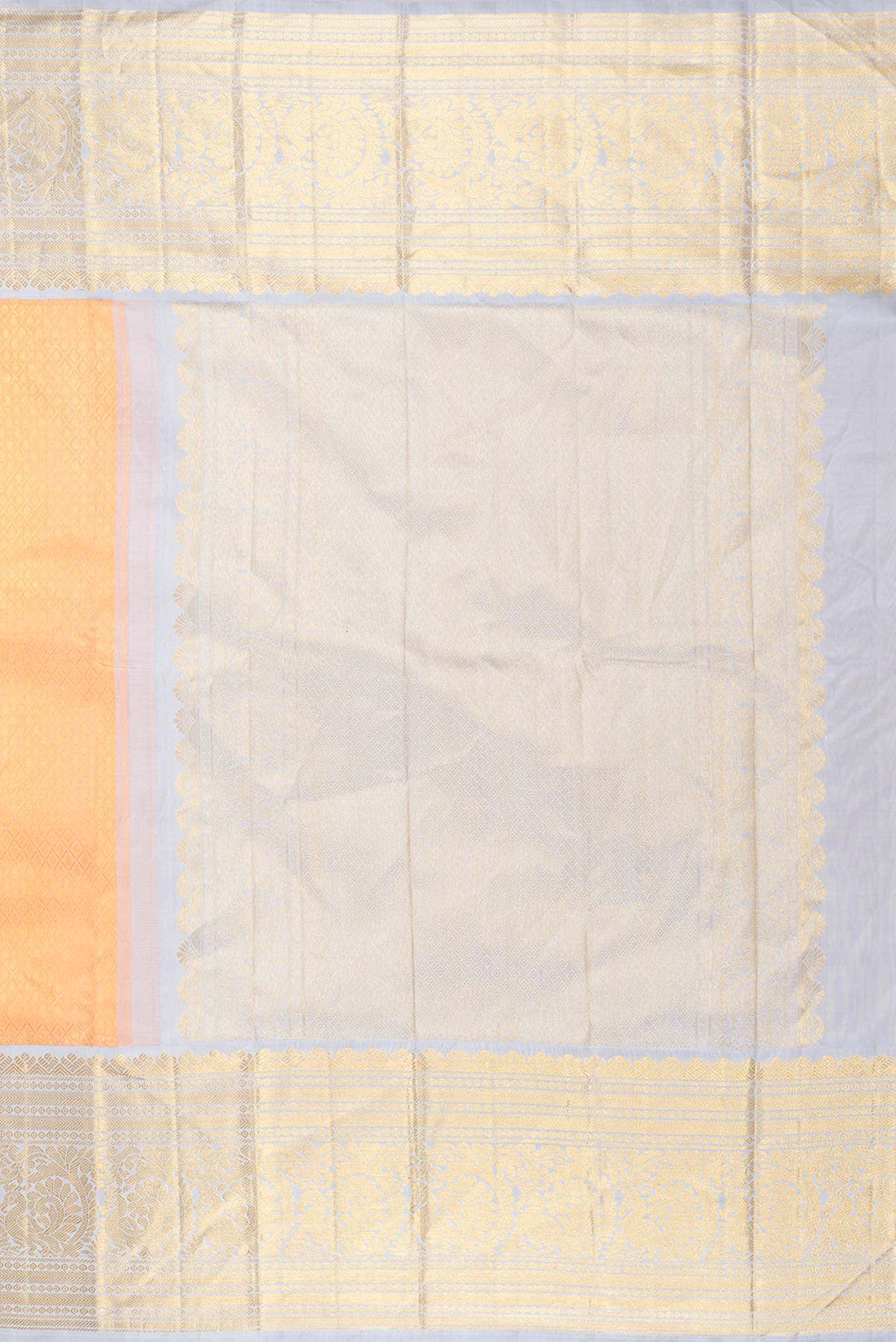 Golden Peach Dual Tone Kanchipuram Silk Saree