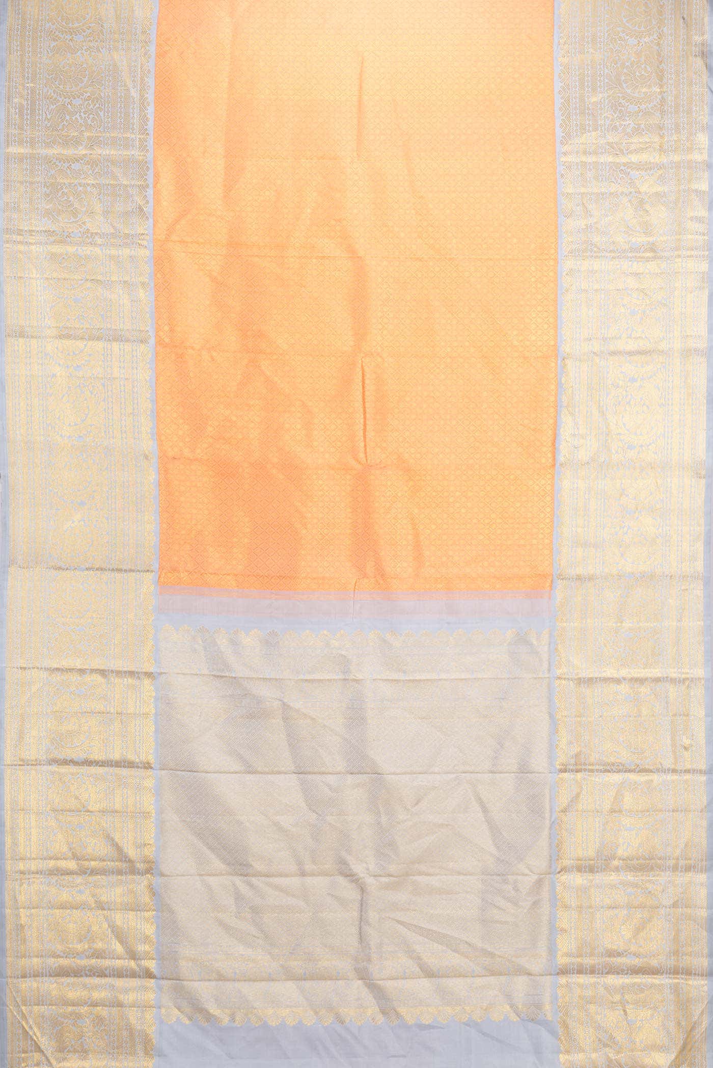 Golden Peach Dual Tone Kanchipuram Silk Saree