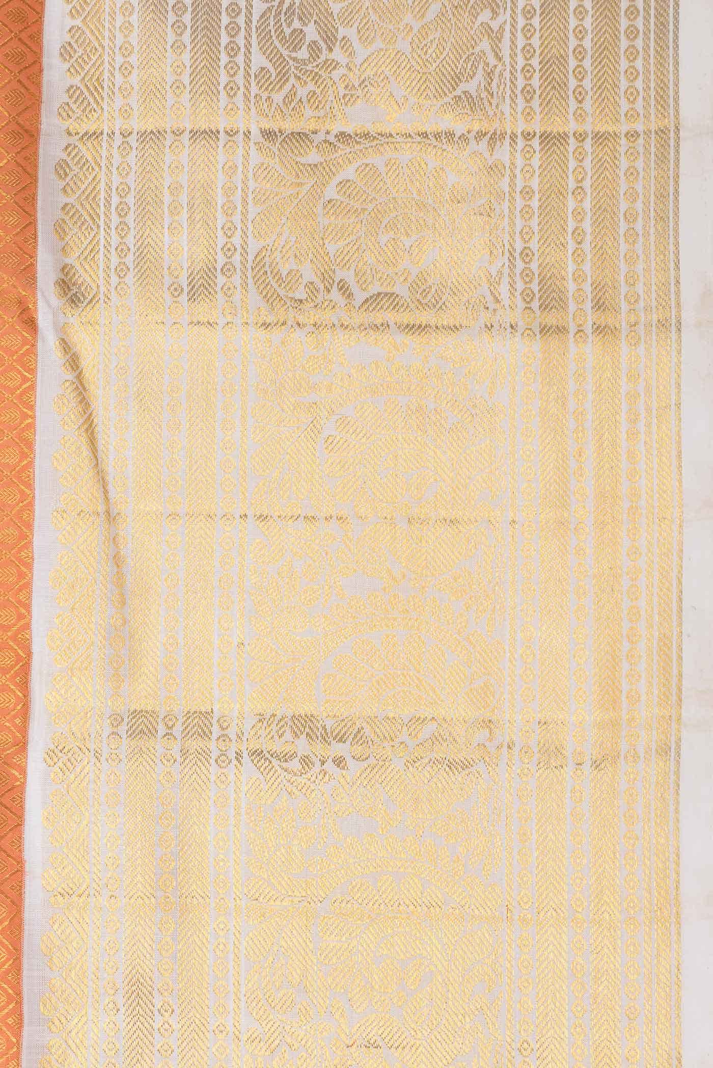 Golden Peach Kanchipuram Silk Saree