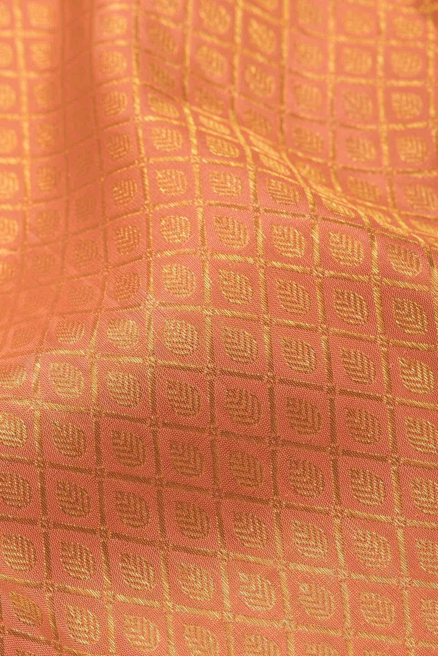 Golden Peach Kanchipuram Silk Saree
