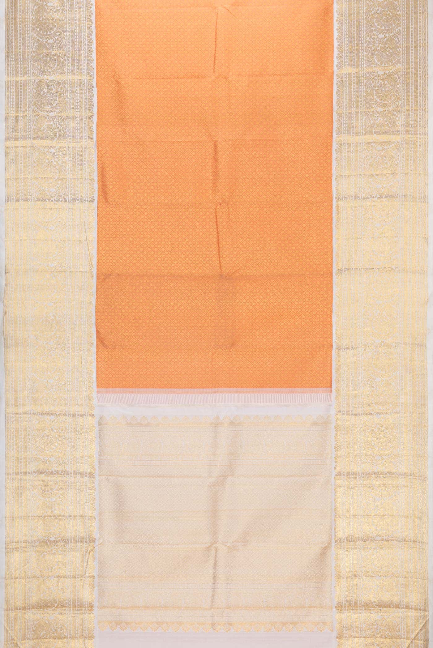 Golden Peach Kanchipuram Silk Saree