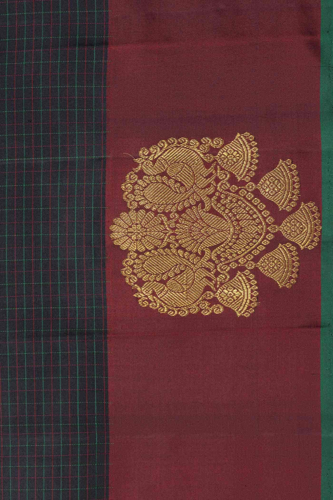 Pure Silk Pure Zari Black Dual Tone Kanchipuram Saree