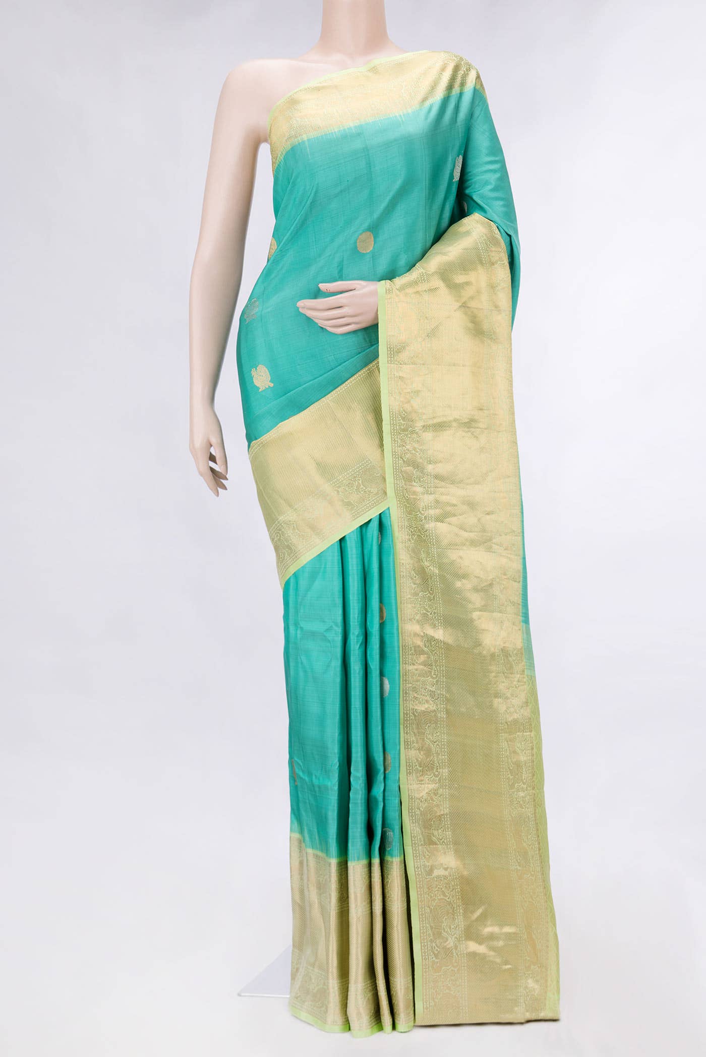 Sea Green Dual Tone Gadwal Silk Saree