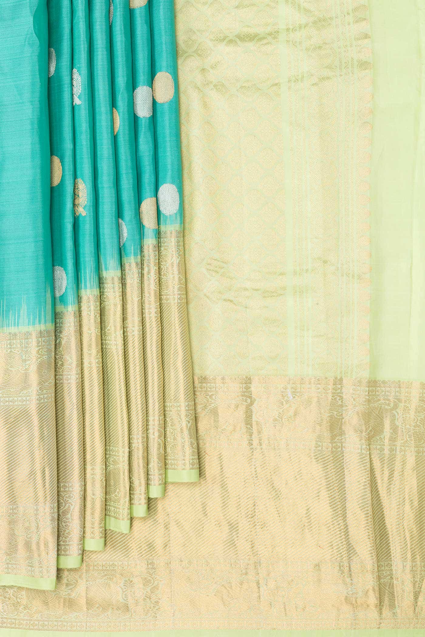 Sea Green Dual Tone Gadwal Silk Saree