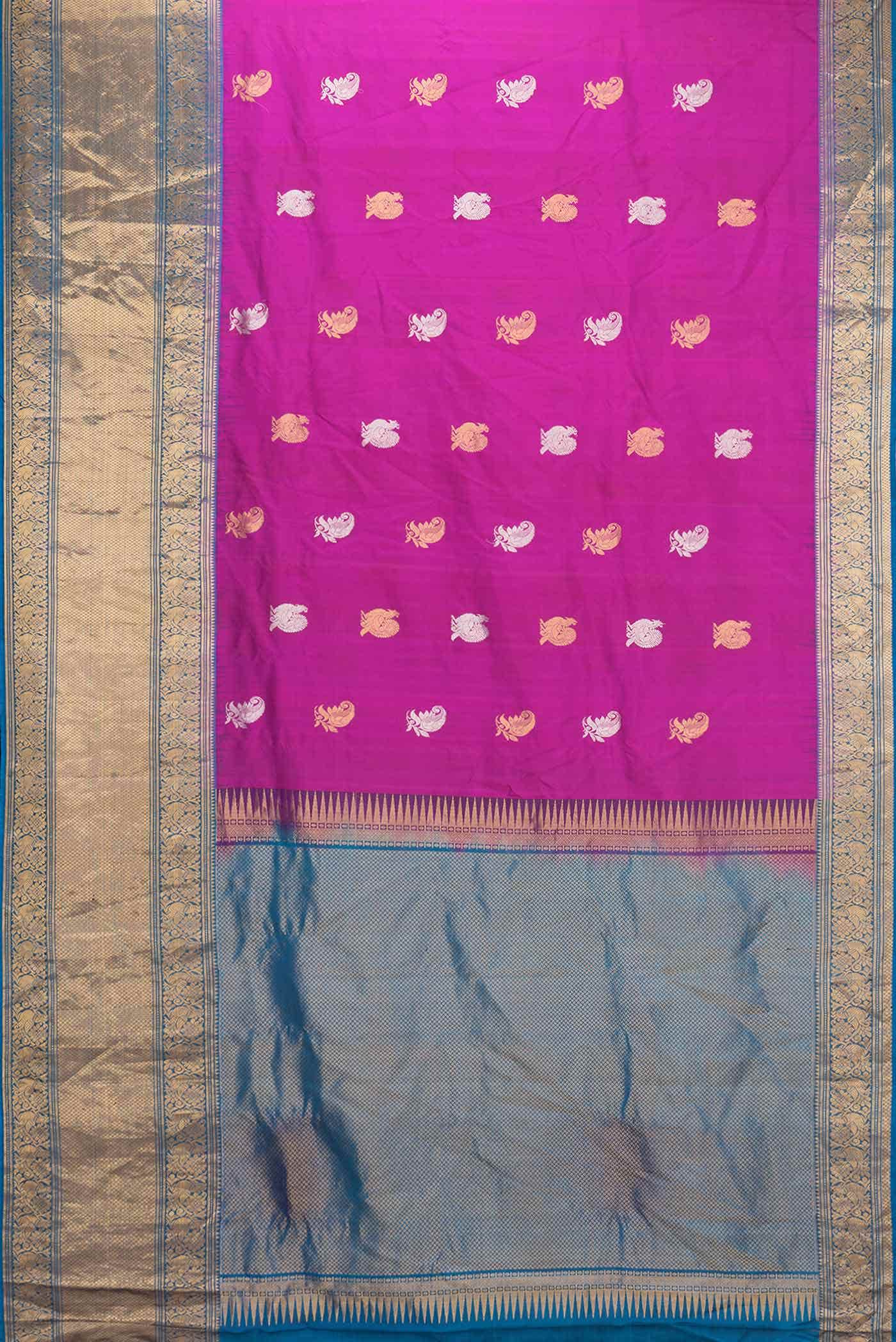 Magenta Dual Tone Gadwal Silk Saree