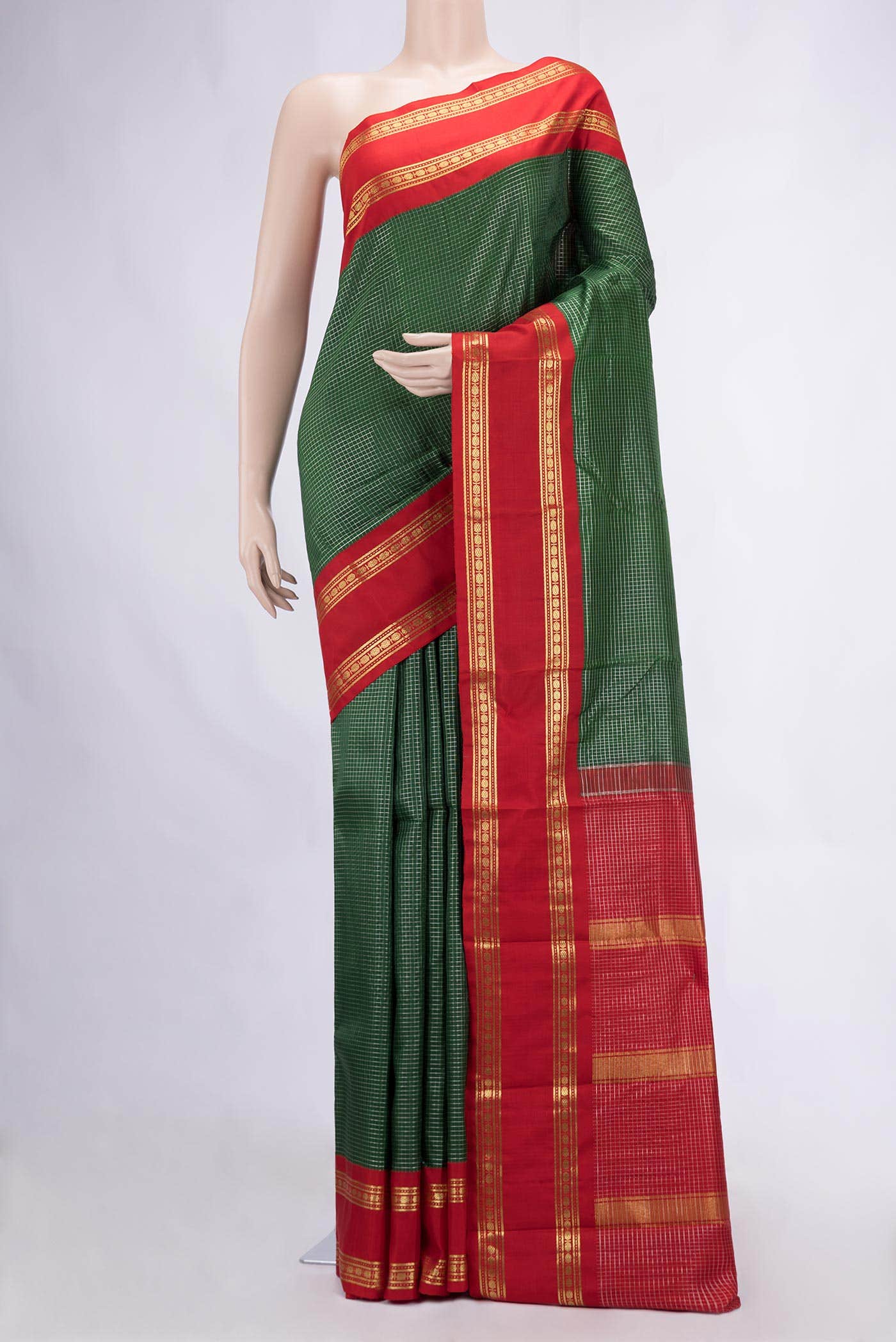 Green Dual Tone Kanchipuram Silk Saree