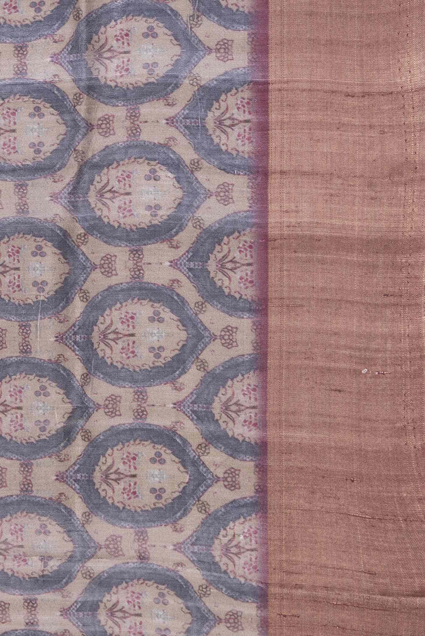 Dark Beige Dual Tone Tussar Silk Saree