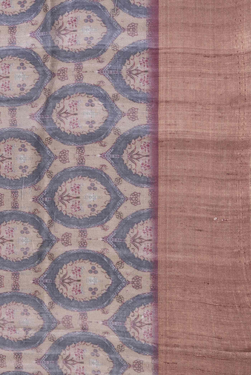 Dark Beige Dual Tone Tussar Silk Saree