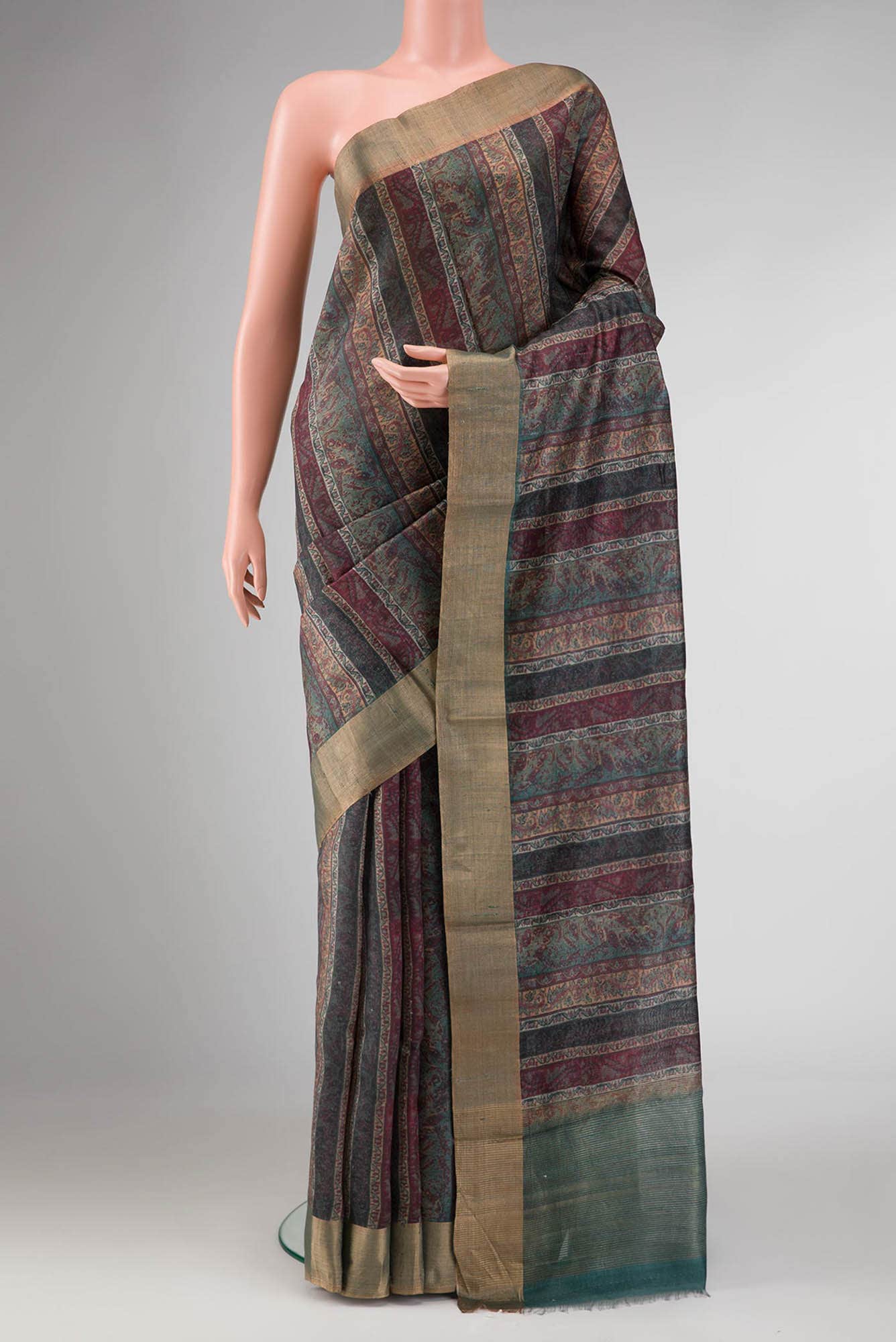 Green Dual Tone Tussar Silk Saree
