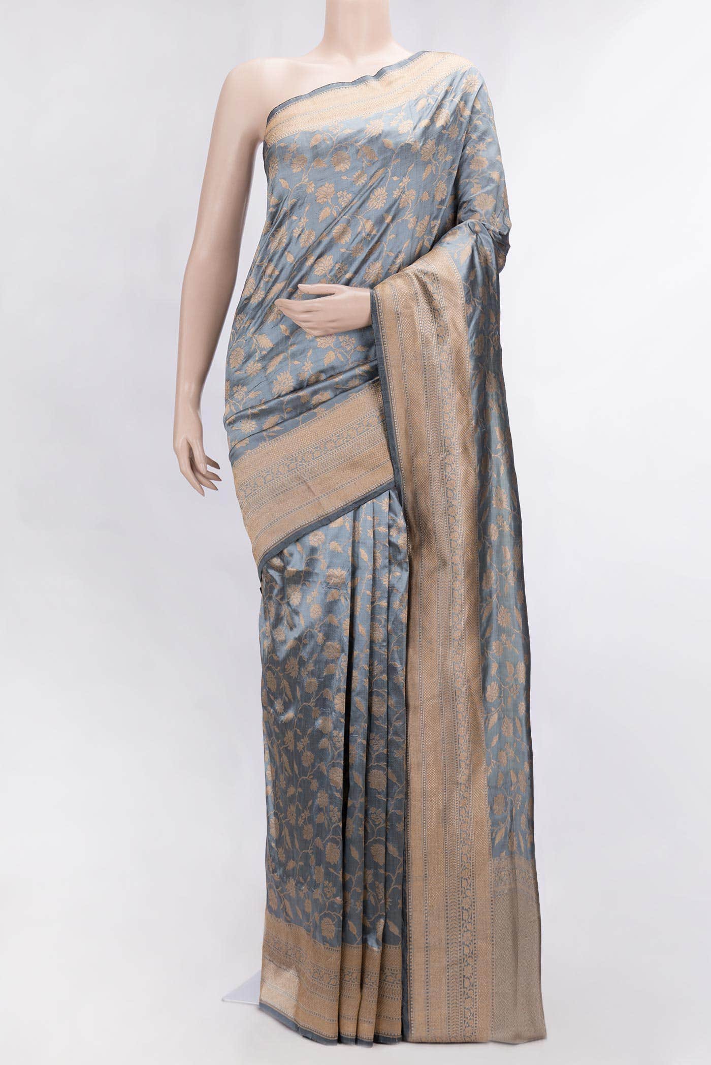 Grey Dual Tone Banarasi Silk Saree