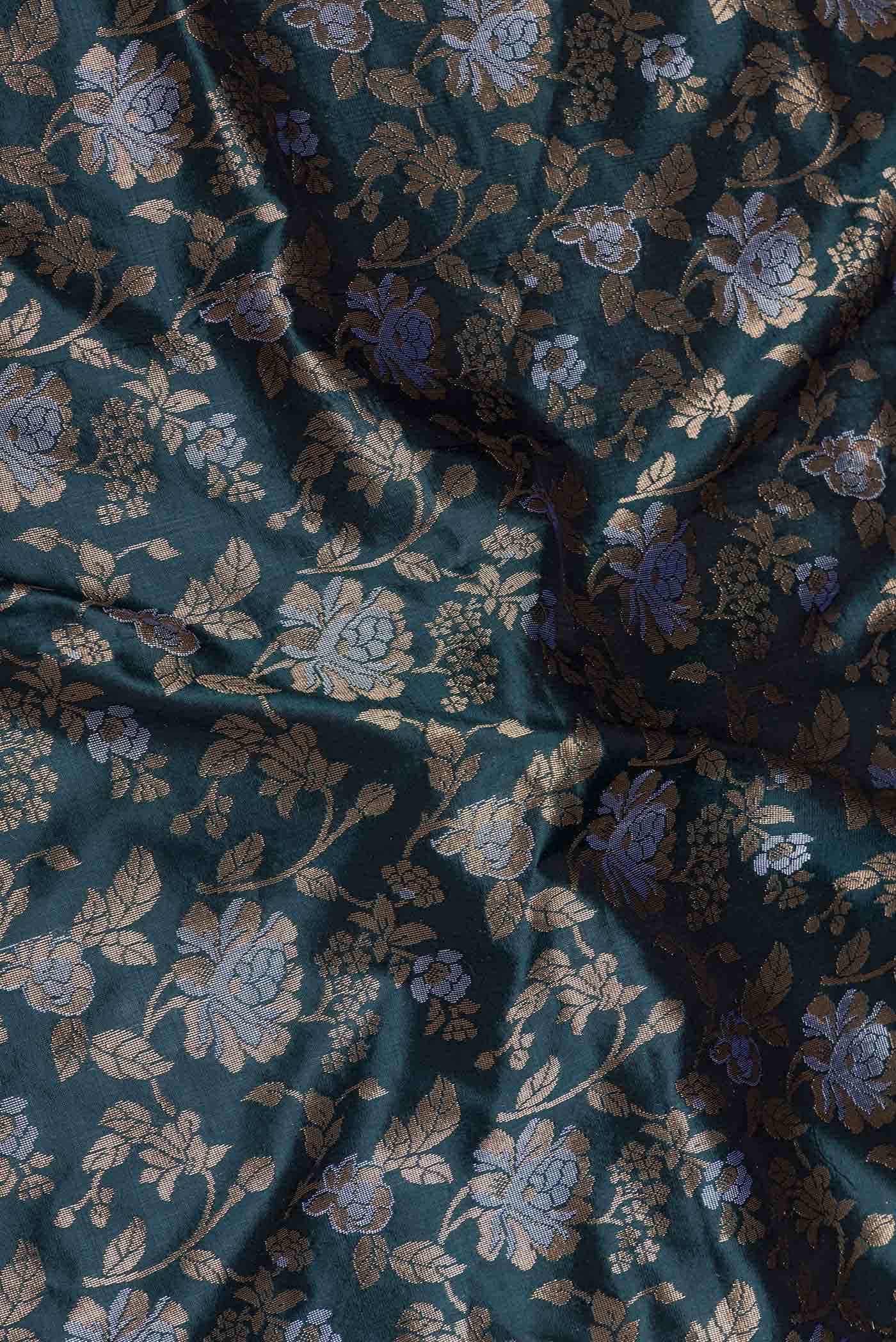 Bottle Green Dual Tone Banarasi Silk Saree