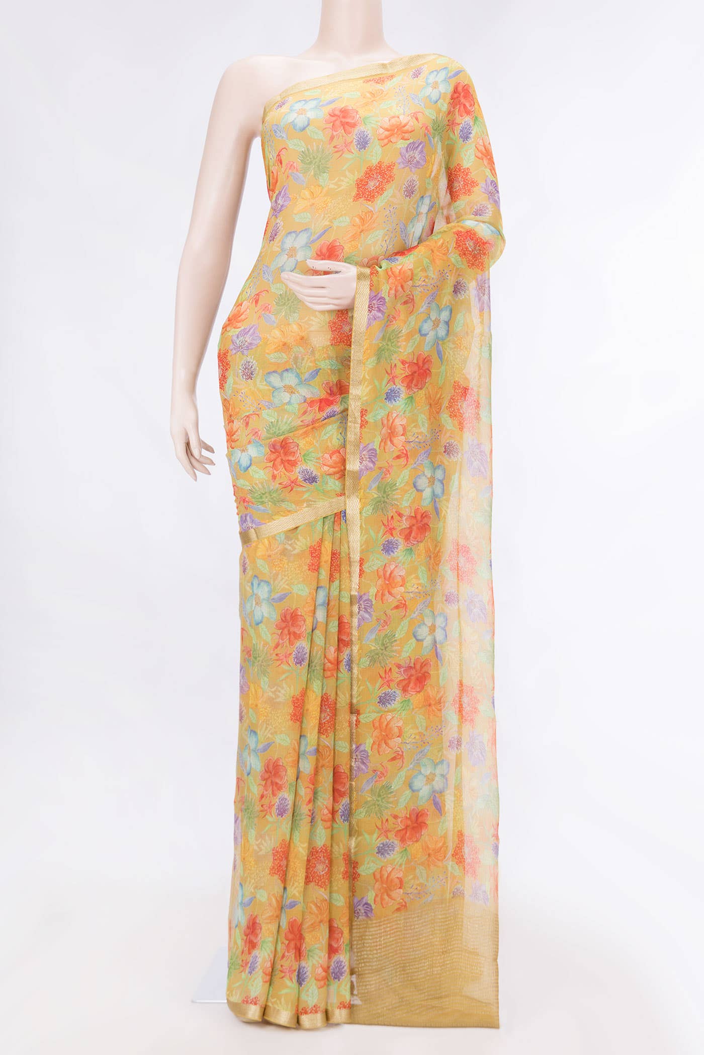 Mustard Dual Tone Mysore Crepe Saree