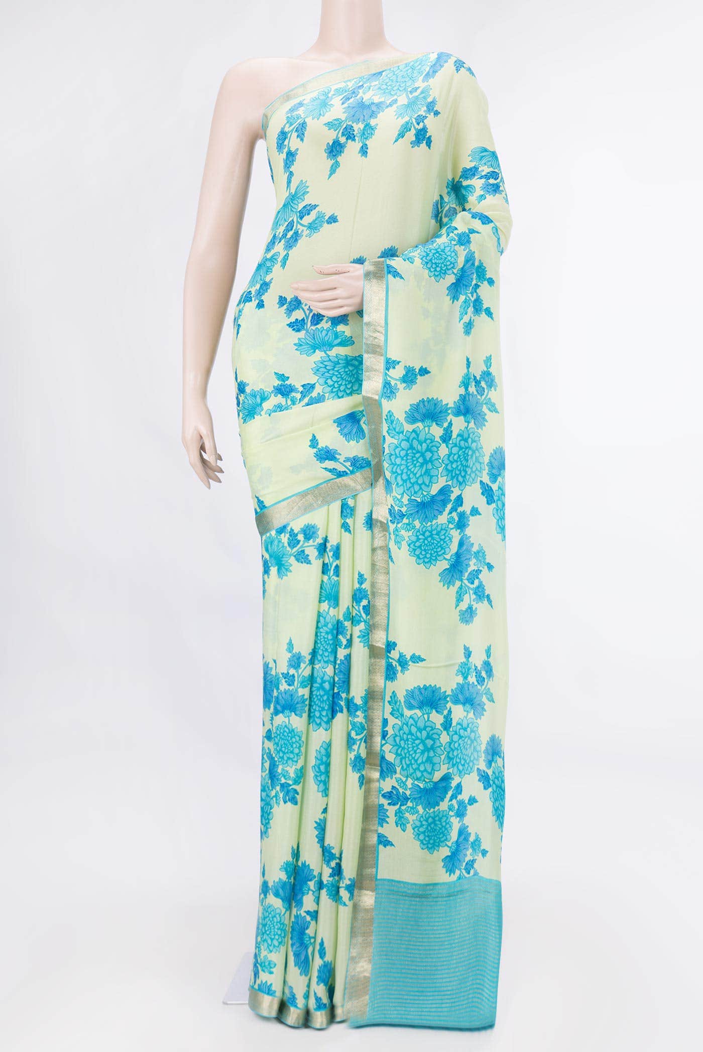 Light Green Dual Tone Mysore Crepe Saree