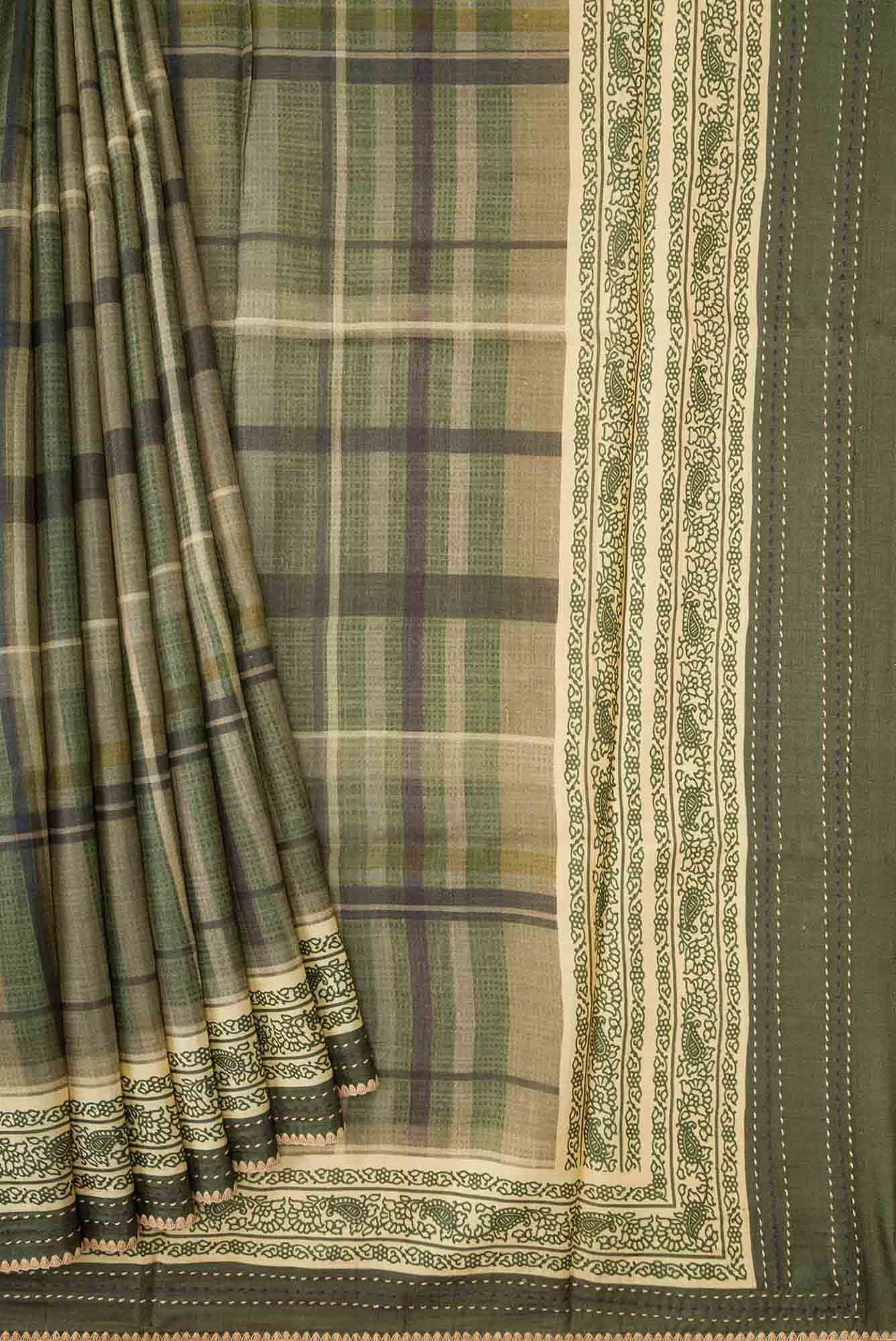 Green Dual Tone Tussar Silk Saree