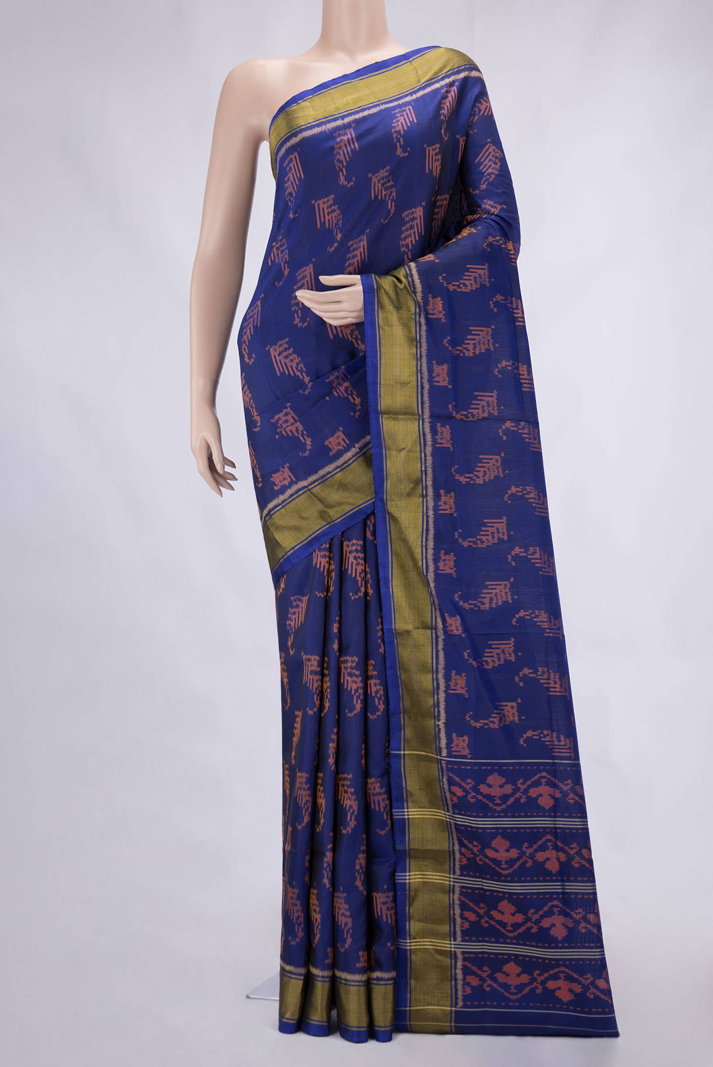 Royal Blue Dual Tone Rajkot Patola Silk Saree