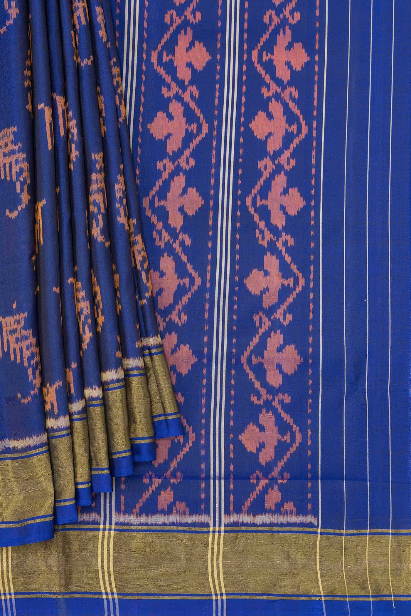 Royal Blue Dual Tone Rajkot Patola Silk Saree
