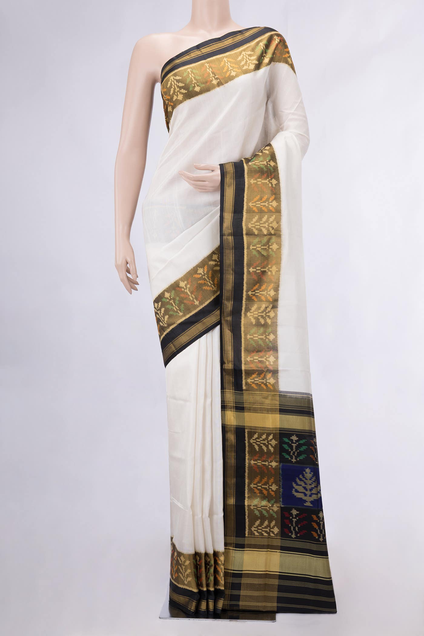 Off White Rajkot Patola Silk Saree