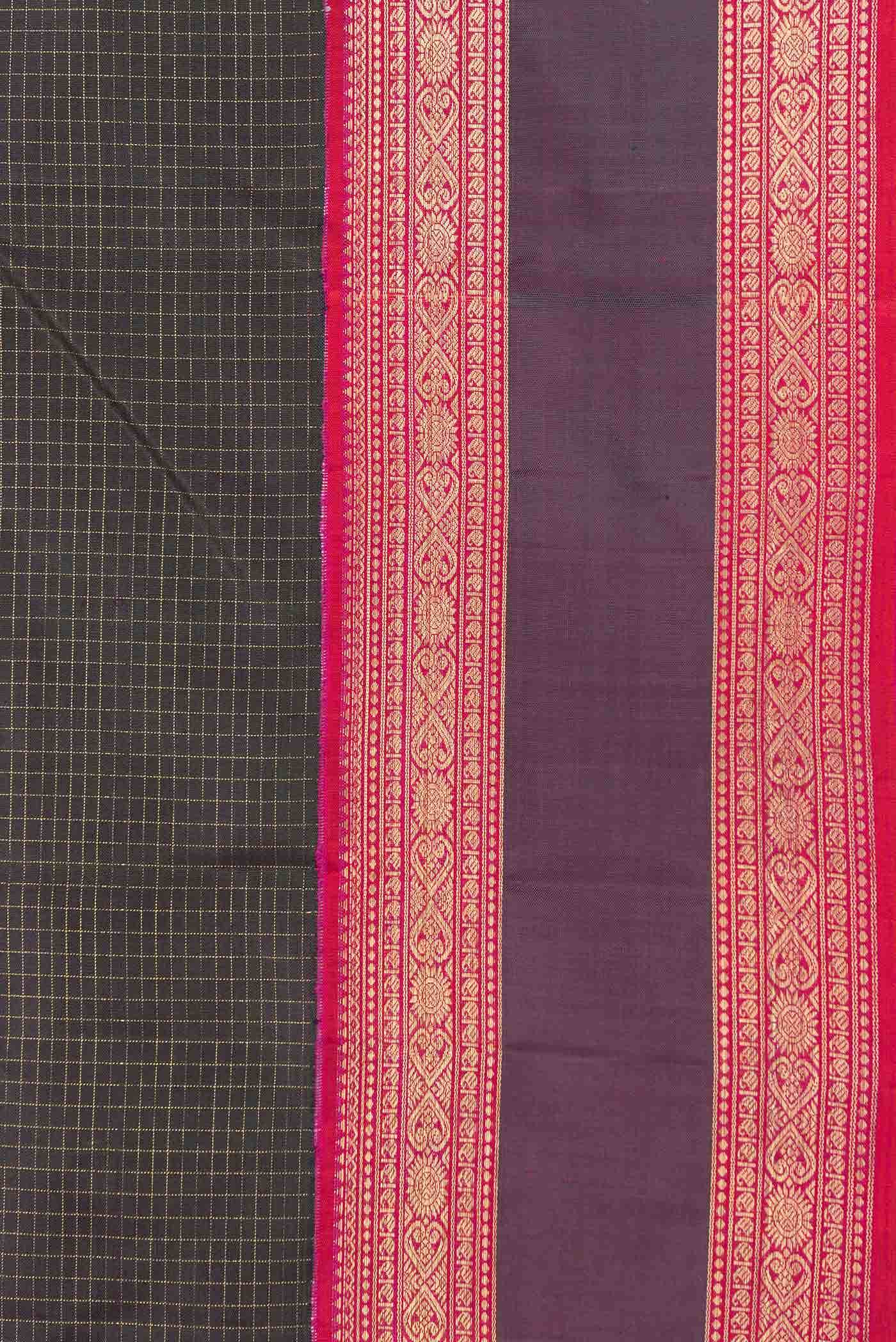 Pure Silk Pure Zari Black Dual Tone Kanchipuram Saree