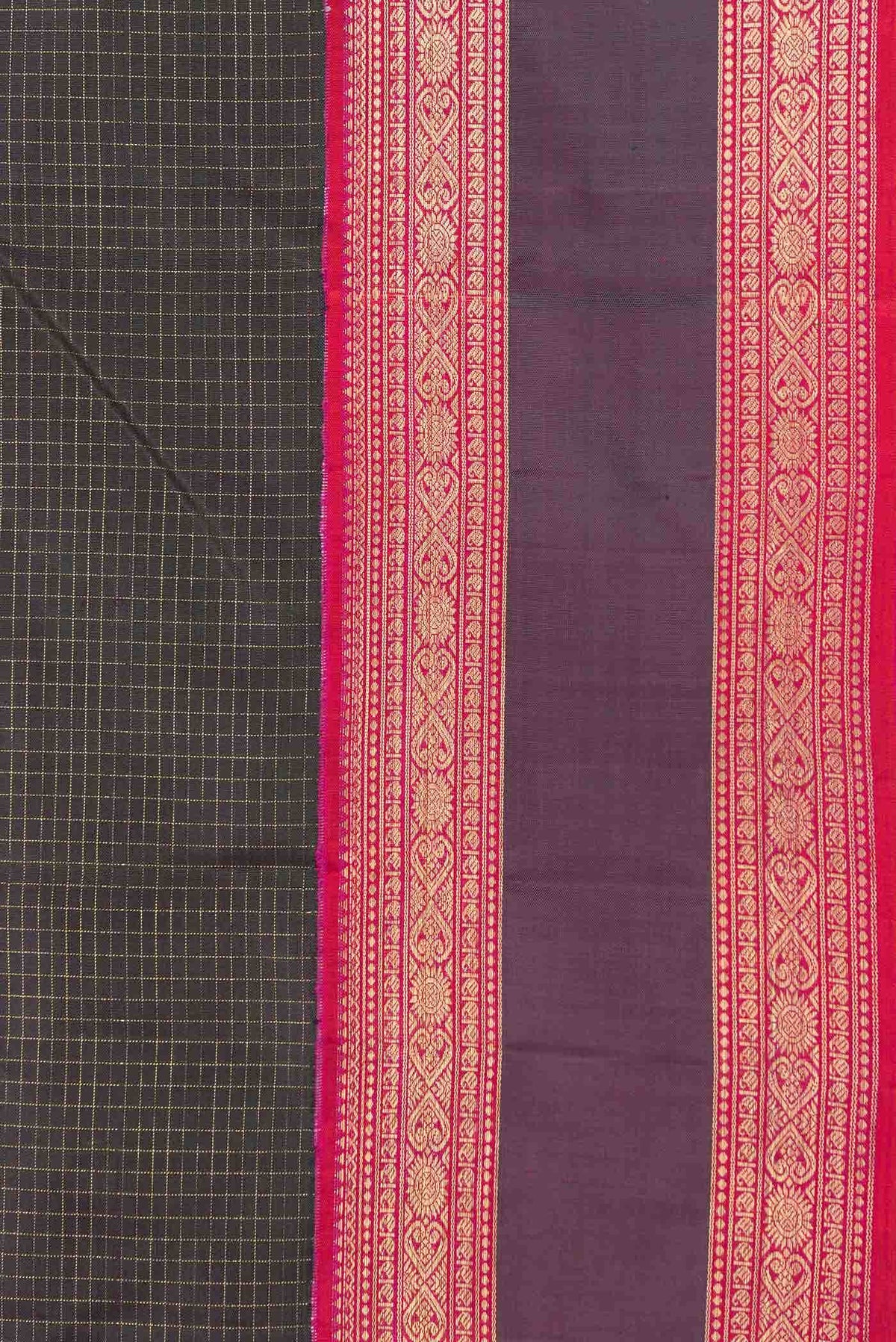 Pure Silk Pure Zari Black Dual Tone Kanchipuram Saree