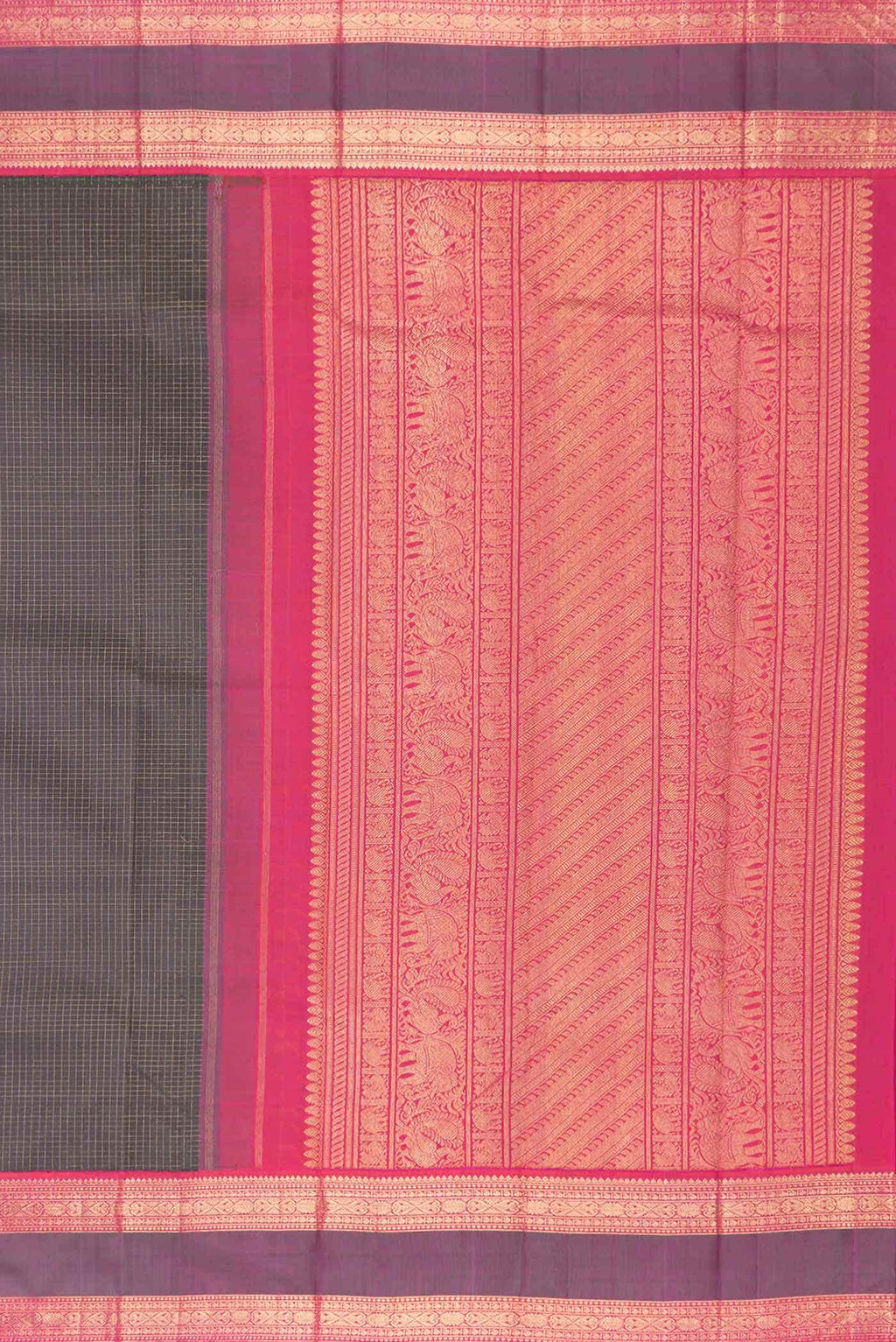 Pure Silk Pure Zari Black Dual Tone Kanchipuram Saree