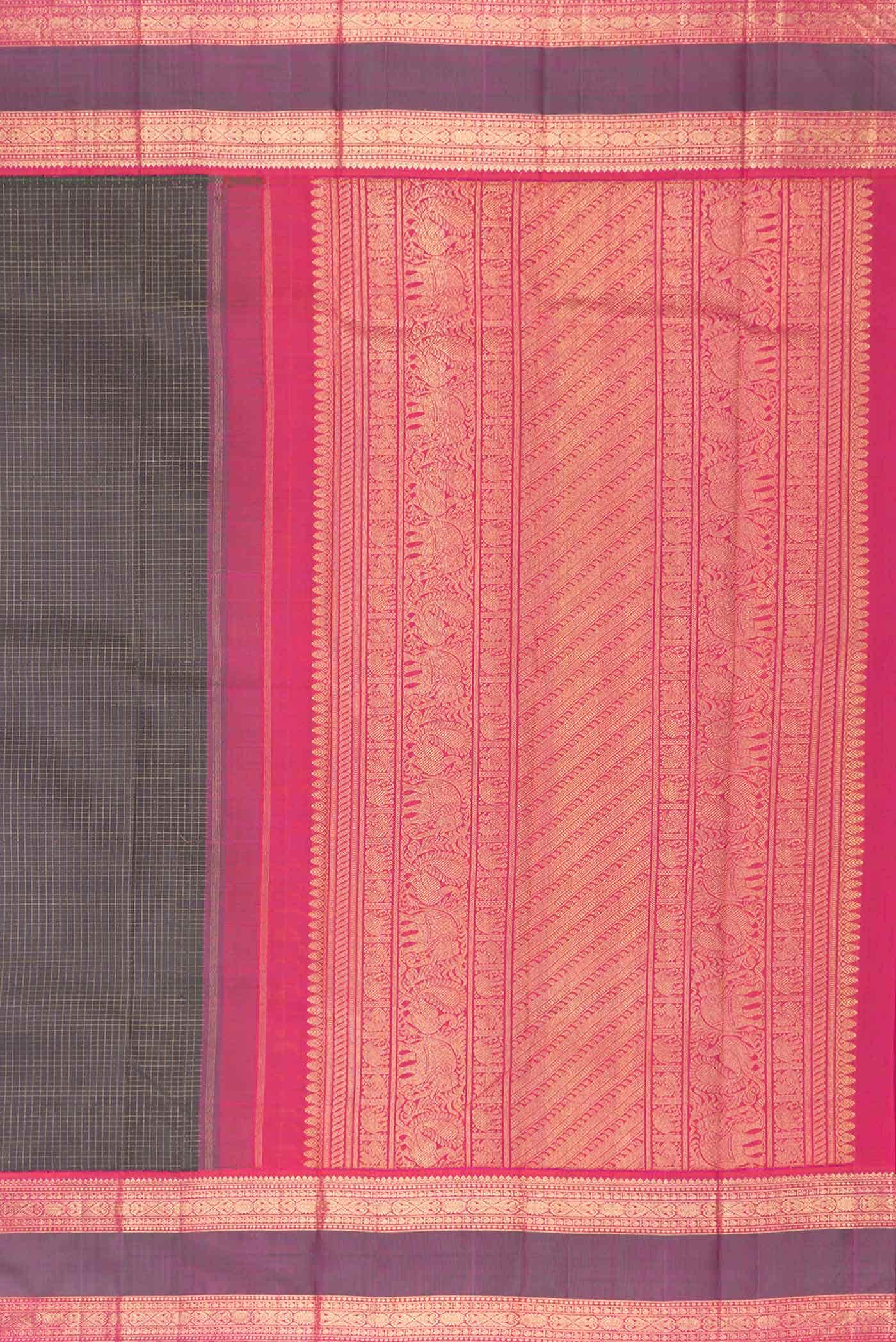 Pure Silk Pure Zari Black Dual Tone Kanchipuram Saree