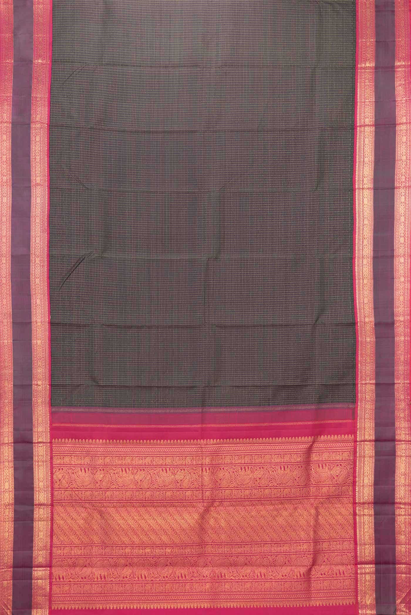 Pure Silk Pure Zari Black Dual Tone Kanchipuram Saree