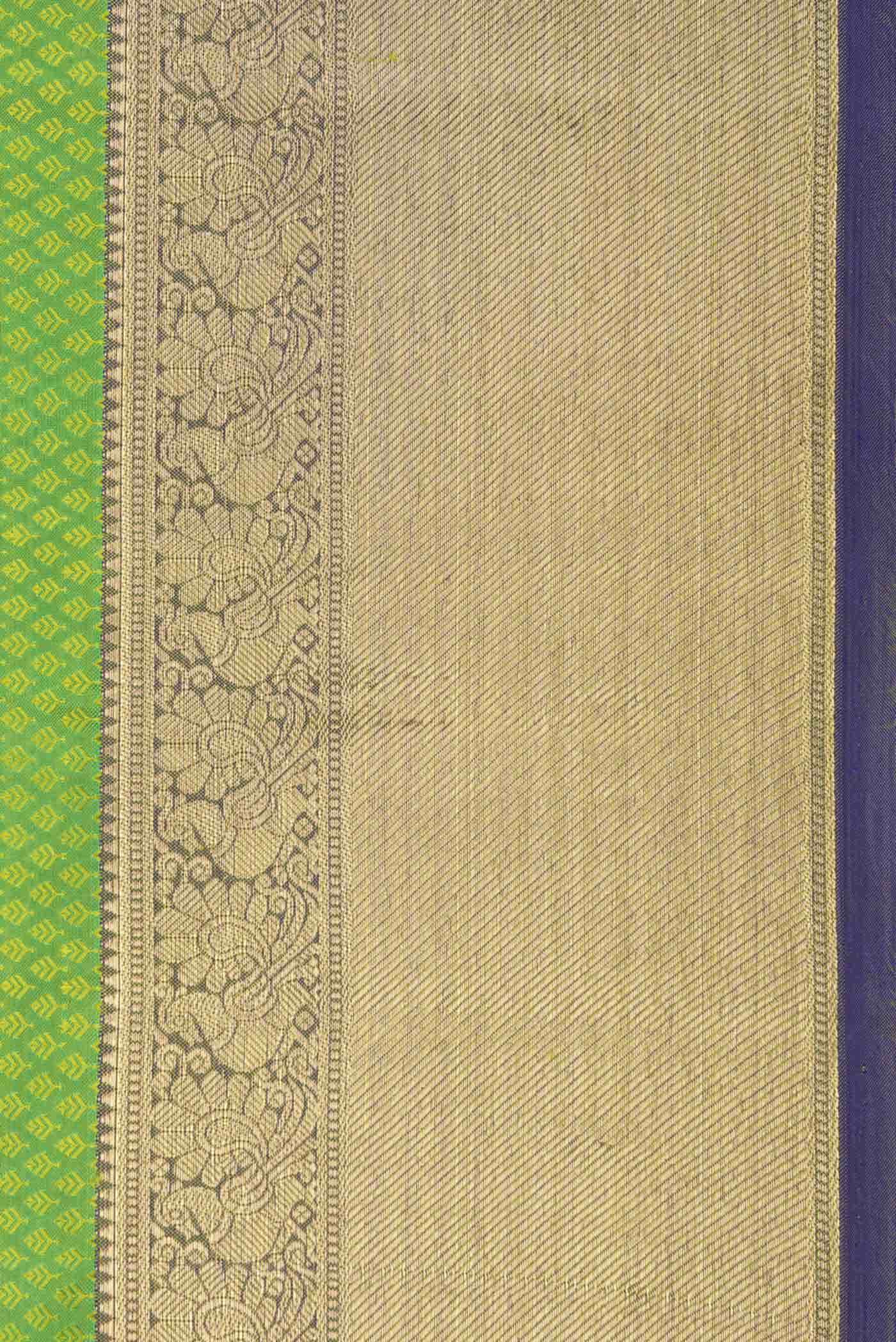 Pure Silk Pure Zari Parrot Green Kanchipuram Saree