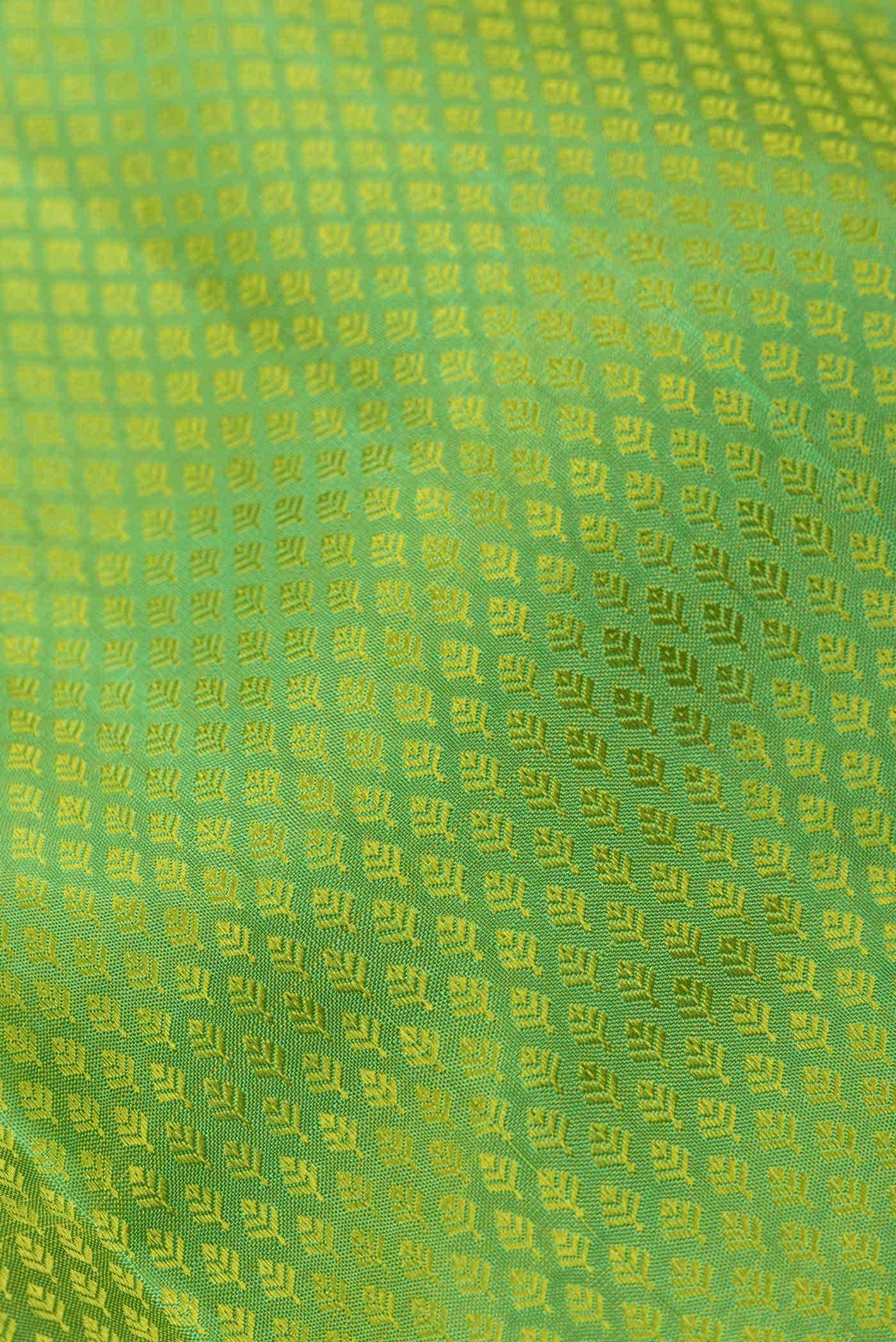 Pure Silk Pure Zari Parrot Green Kanchipuram Saree