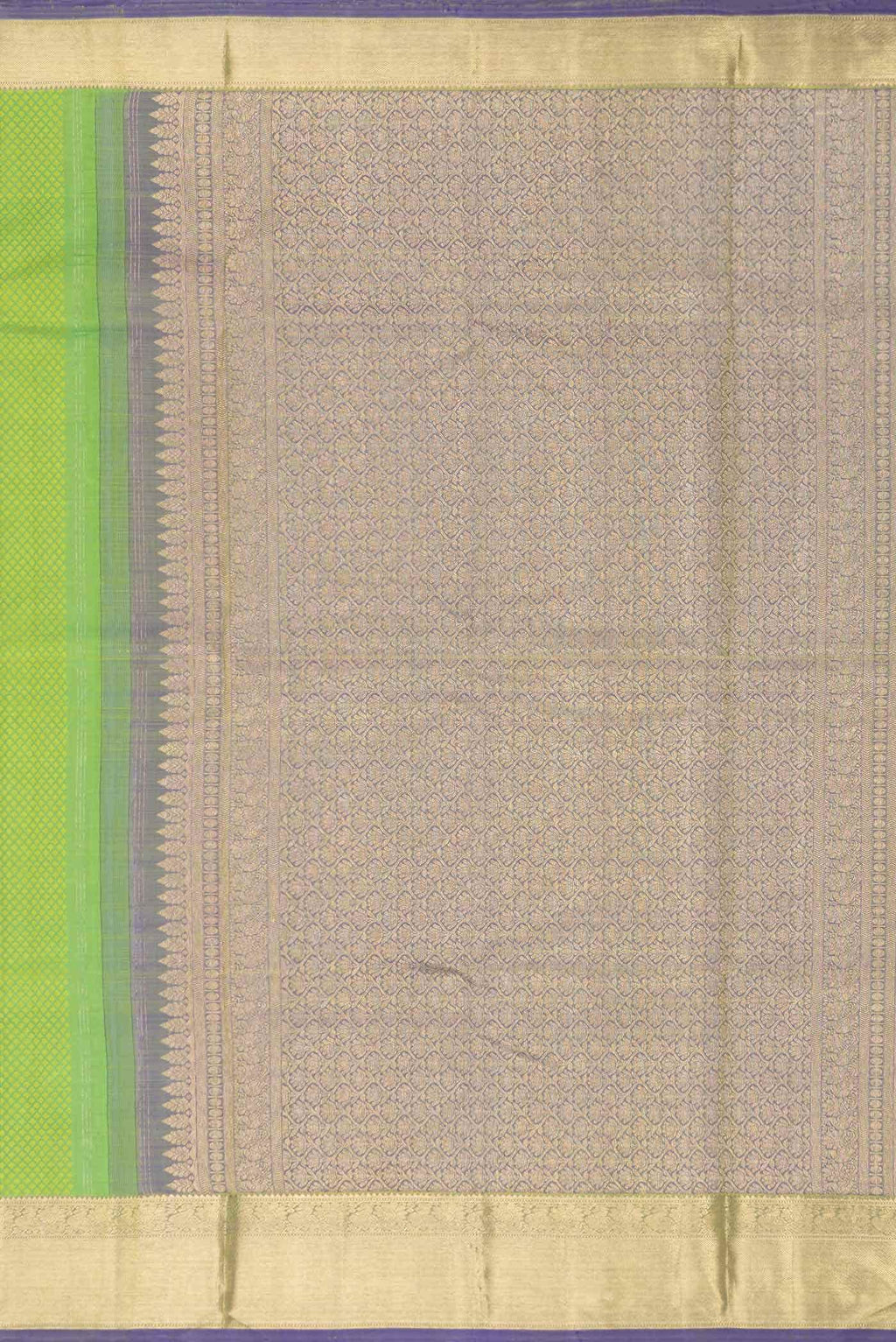 Pure Silk Pure Zari Parrot Green Kanchipuram Saree