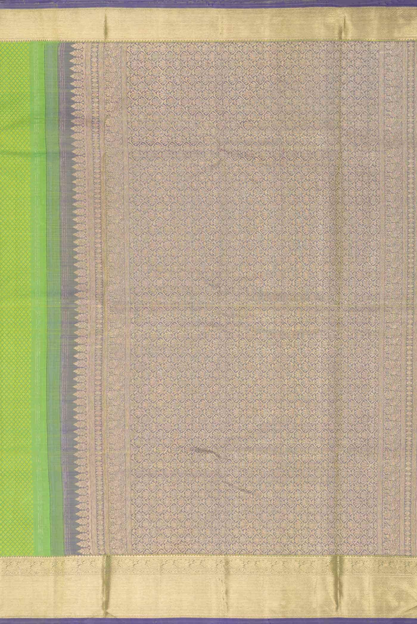 Pure Silk Pure Zari Parrot Green Kanchipuram Saree