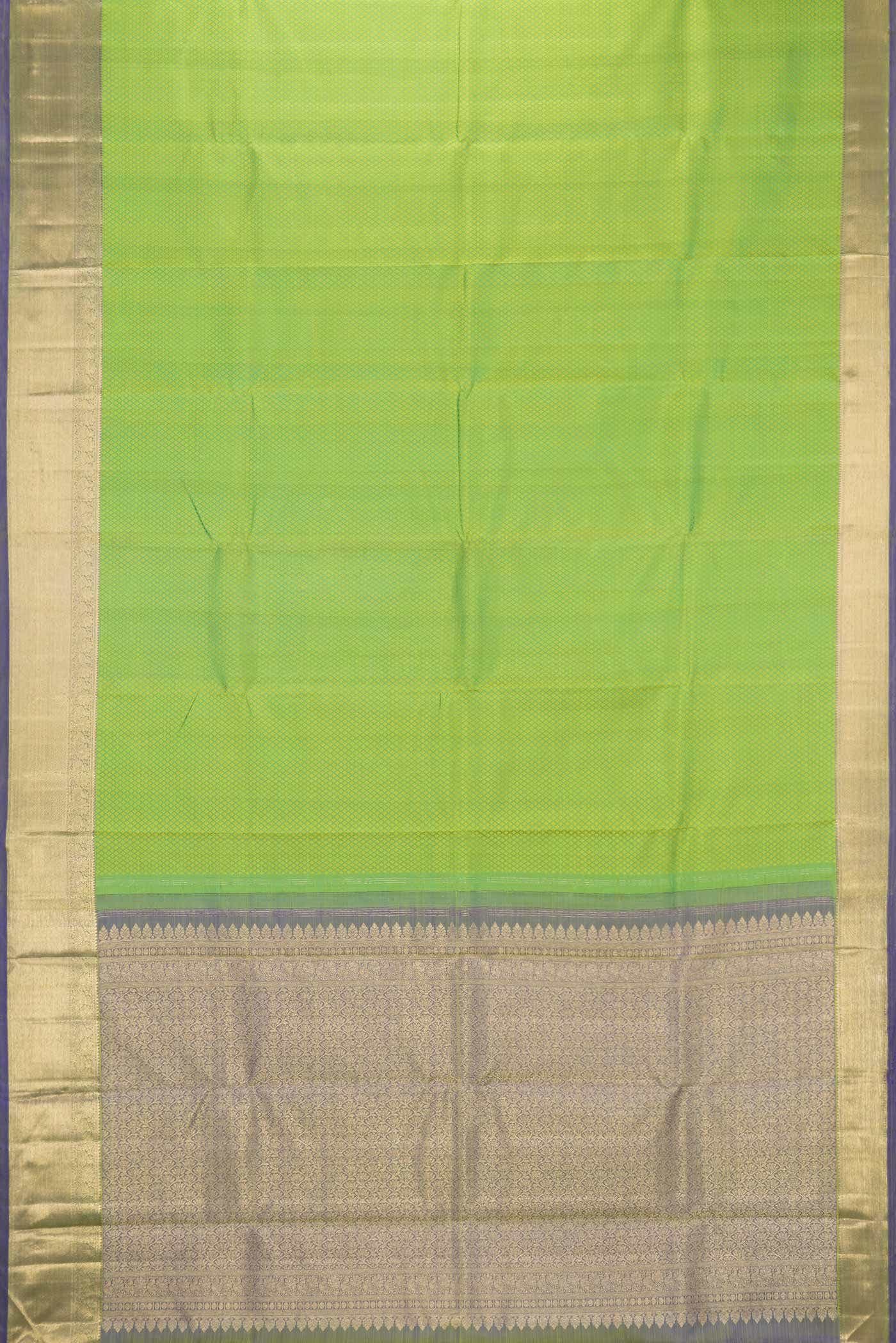 Pure Silk Pure Zari Parrot Green Kanchipuram Saree