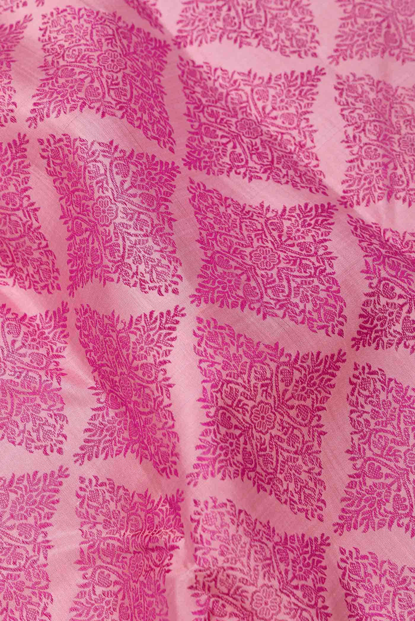 Pure Silk Pure Zari Pink Dual Tone Kanchipuram Saree