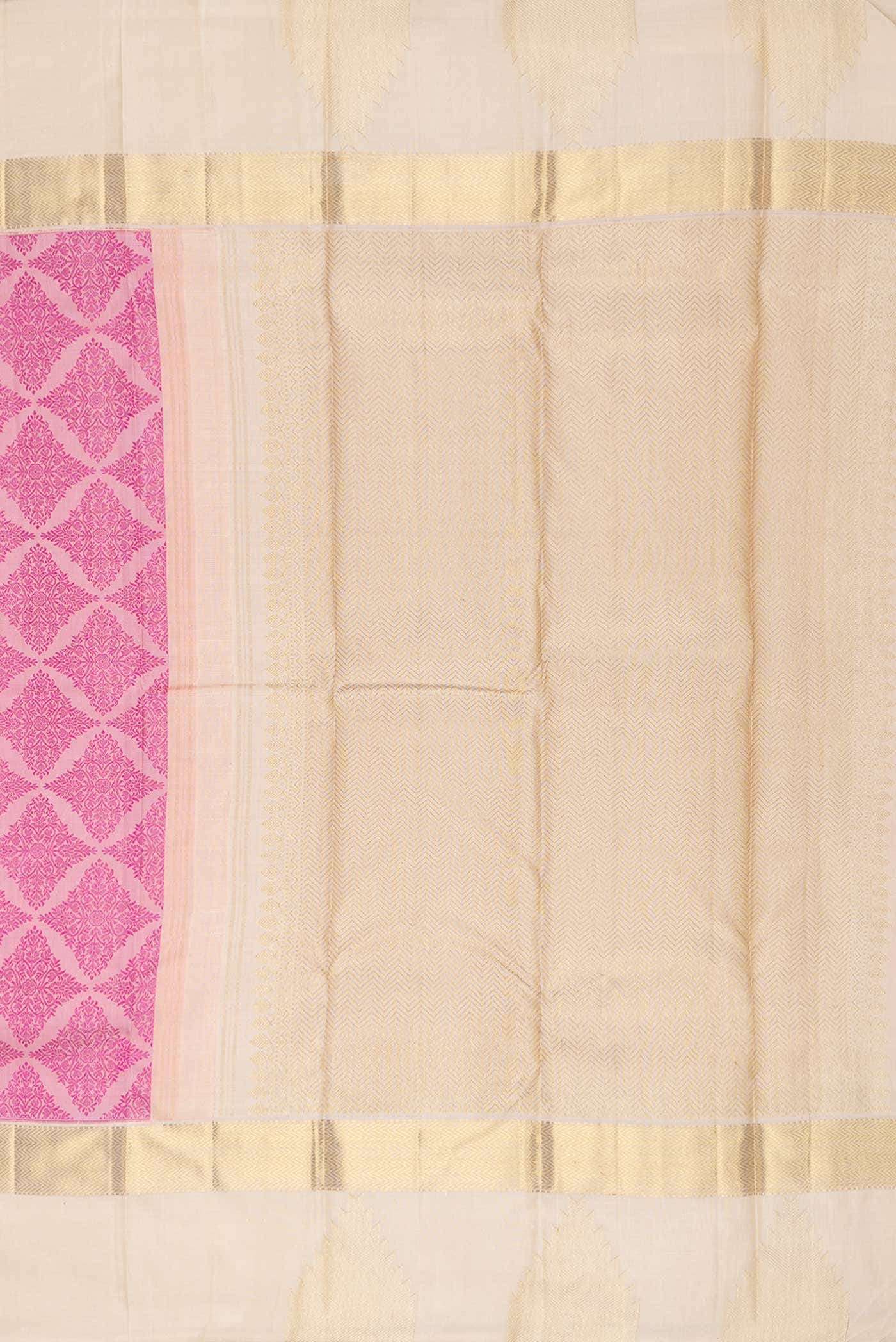 Pure Silk Pure Zari Pink Dual Tone Kanchipuram Saree