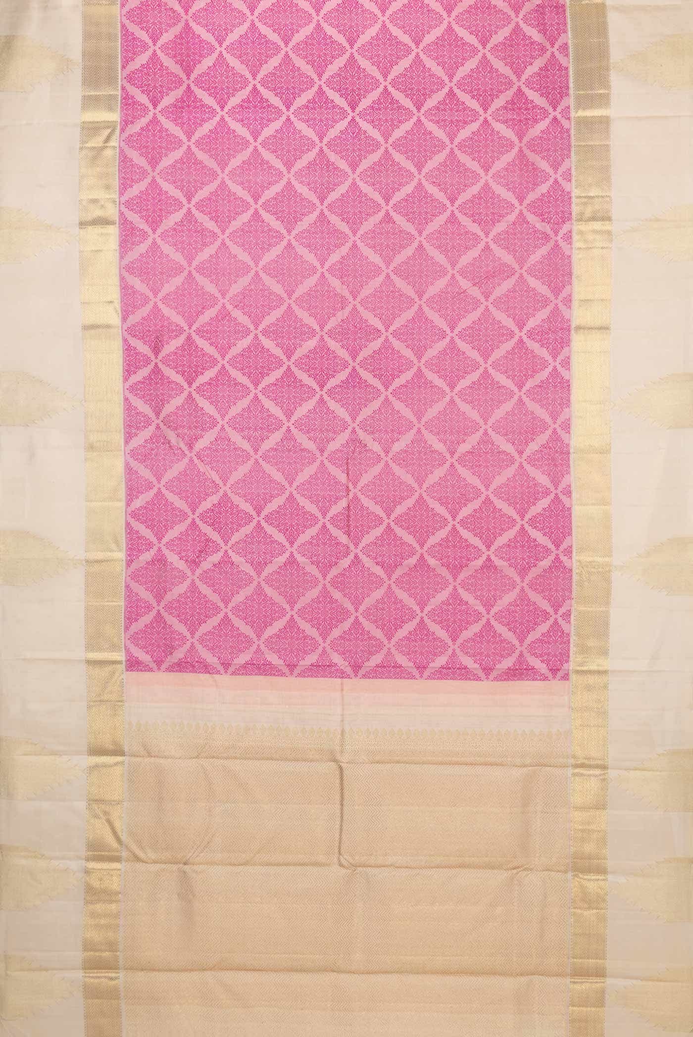 Pure Silk Pure Zari Pink Dual Tone Kanchipuram Saree