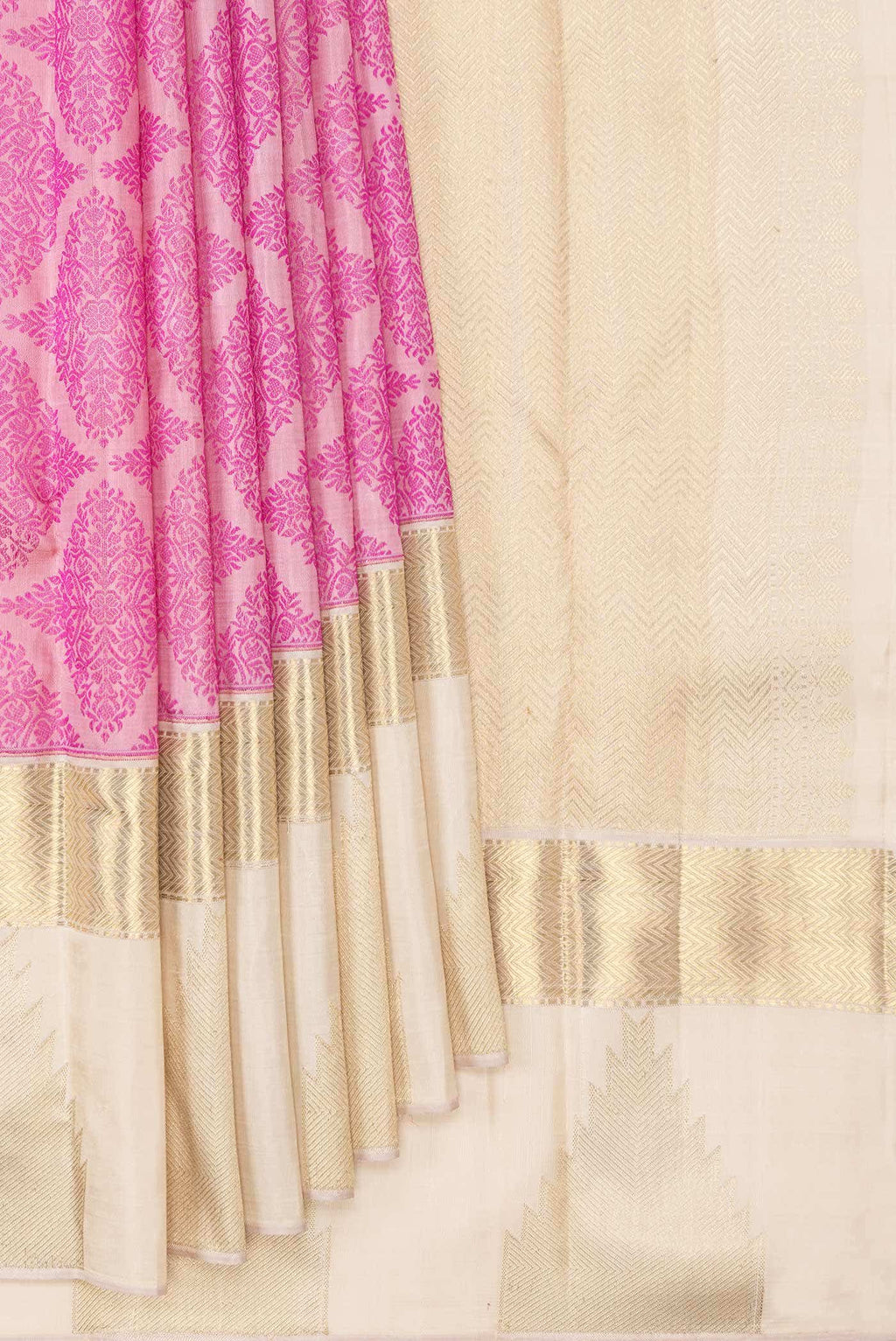Pure Silk Pure Zari Pink Dual Tone Kanchipuram Saree