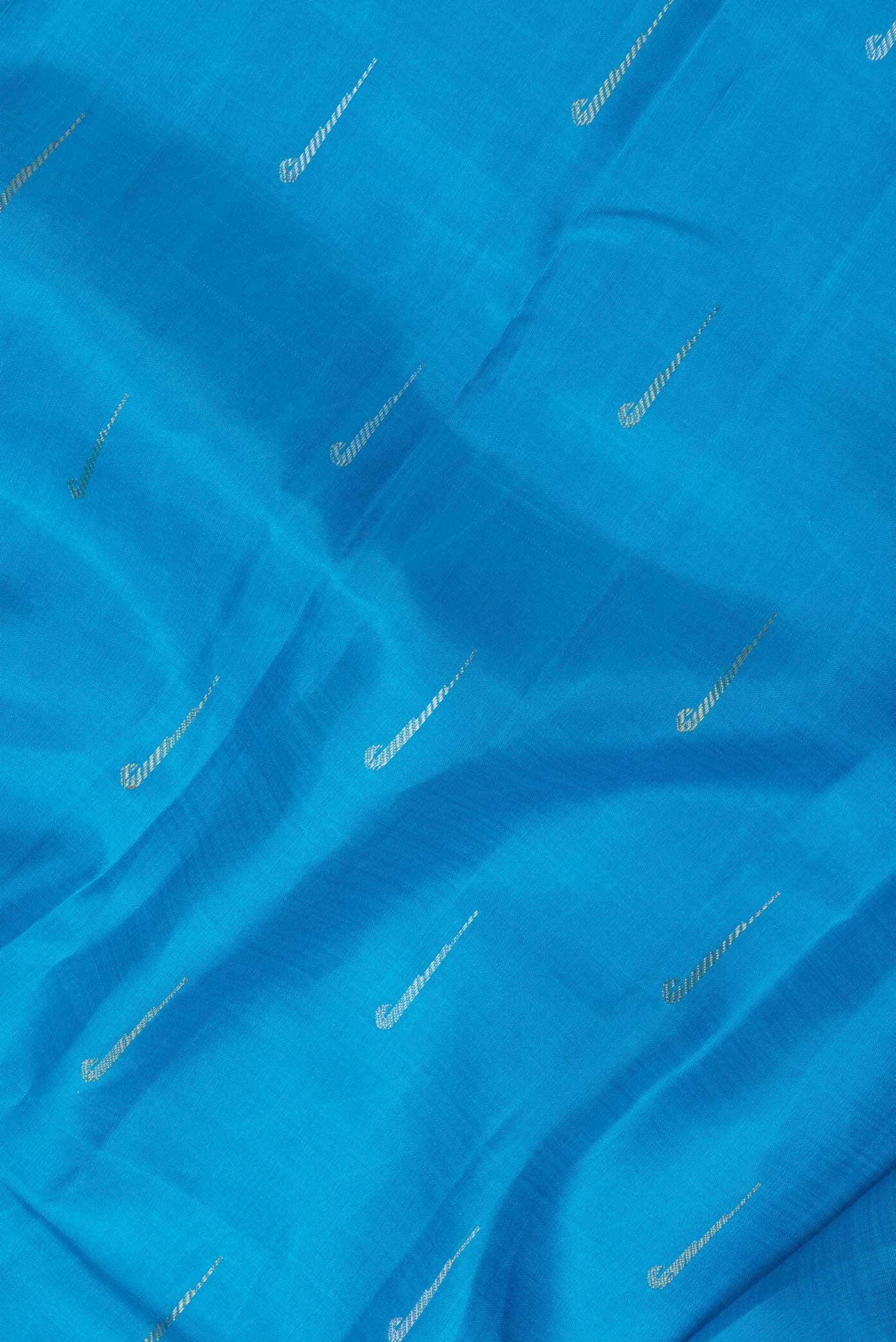 Pure Silk Pure Zari Sky Blue Dual Tone Kanchipuram Saree