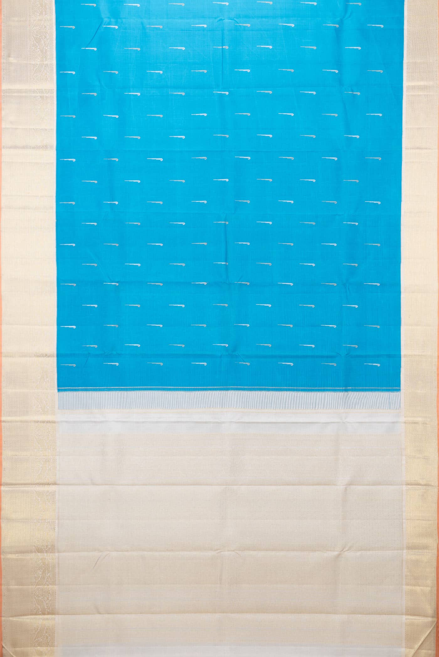 Pure Silk Pure Zari Sky Blue Dual Tone Kanchipuram Saree