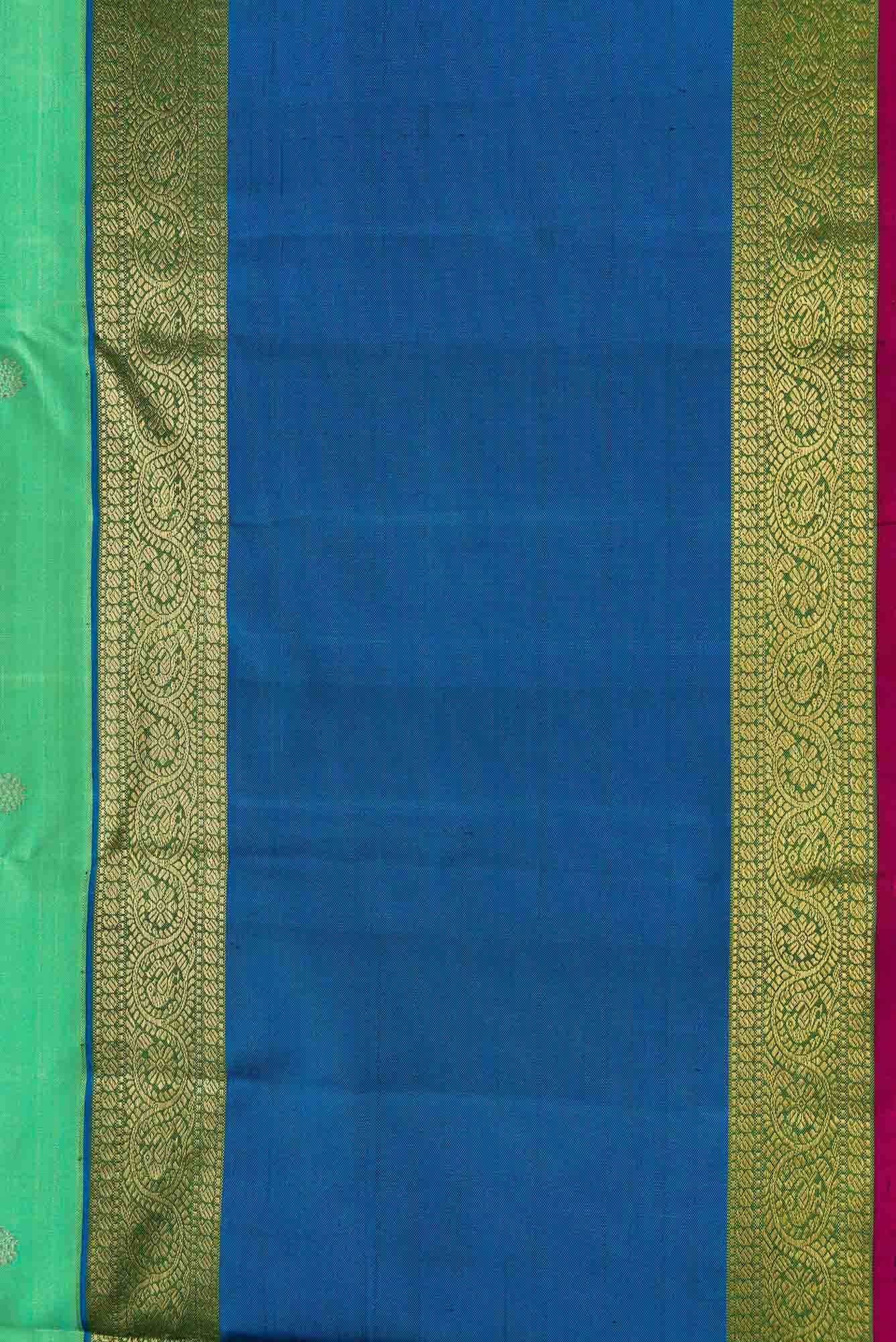Pure Silk Pure Zari Sea Green Dual Tone Kanchipuram Saree