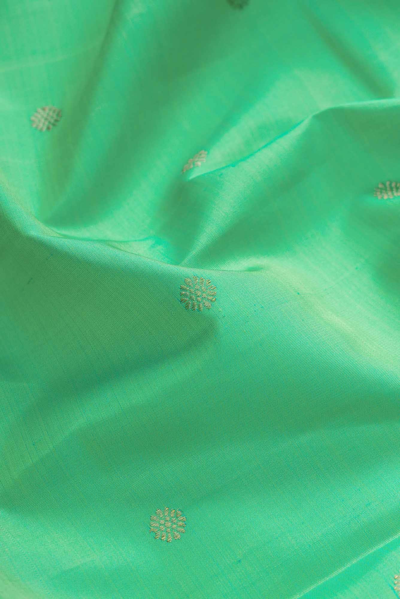 Pure Silk Pure Zari Sea Green Dual Tone Kanchipuram Saree