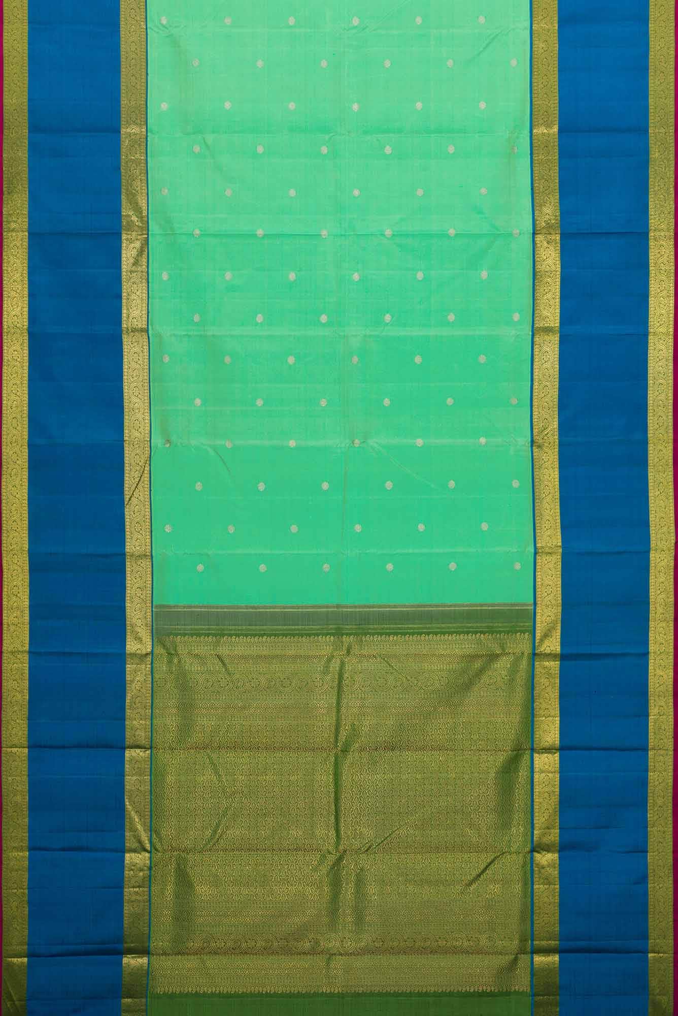 Pure Silk Pure Zari Sea Green Dual Tone Kanchipuram Saree