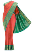 Pure Silk Pure Zari Orange Dual Tone Kanchipuram Saree