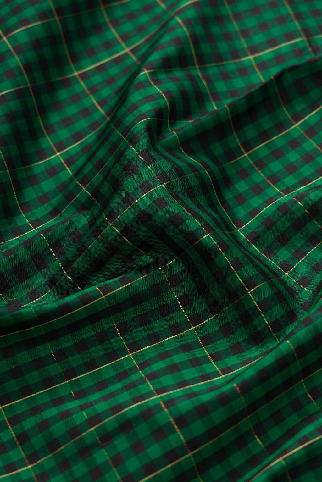 Pure Silk Pure Zari Black and Green Dual Tone Kanchipuram Saree