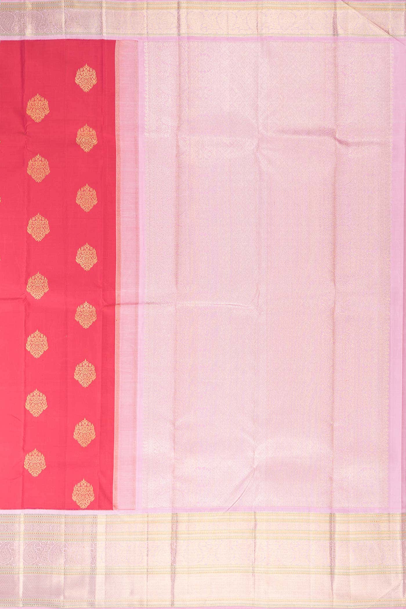 Pure Silk Pure Zari Dark Pink Dual Tone Kanchipuram Saree