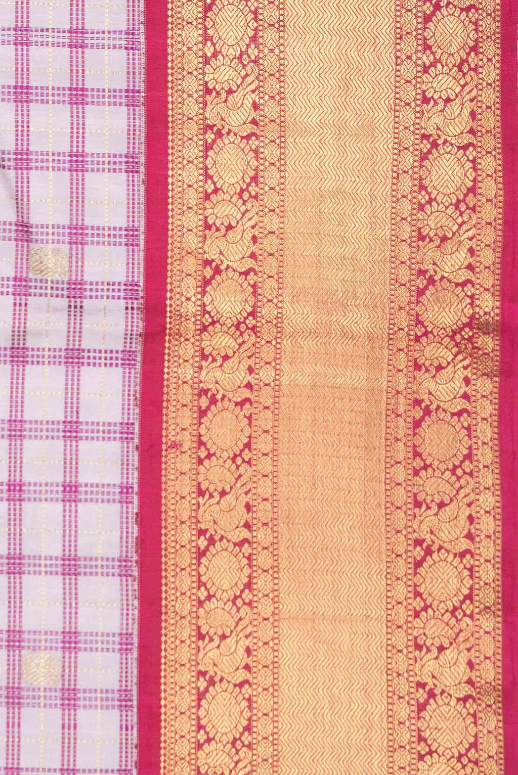 Pure Silk Pure Zari Grey Dual Tone Kanchipuram Saree