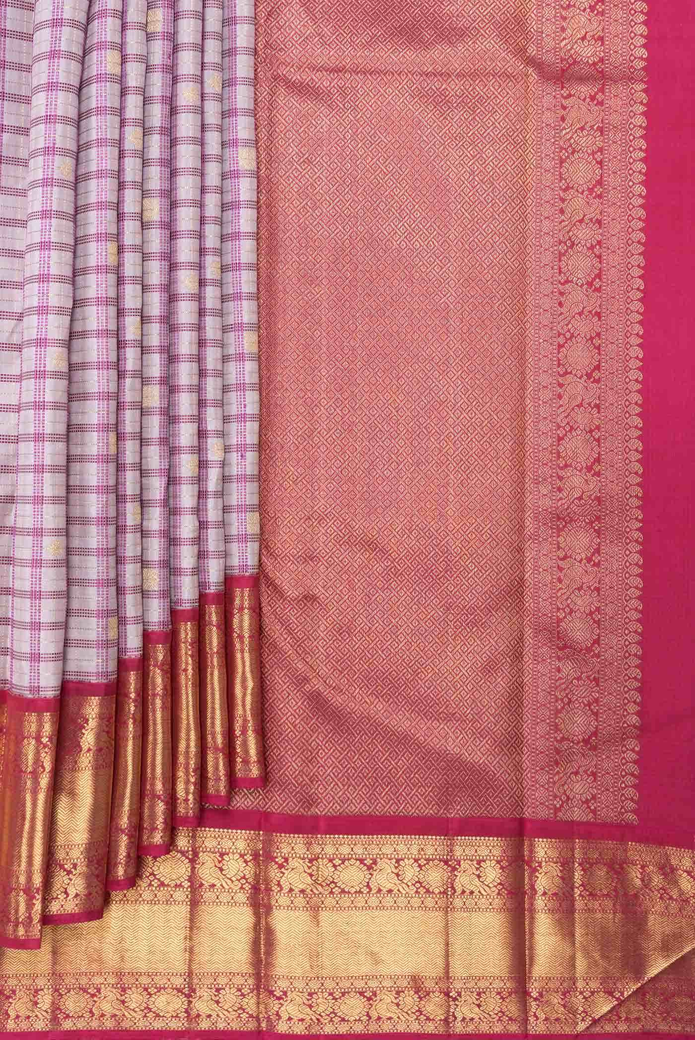 Pure Silk Pure Zari Grey Dual Tone Kanchipuram Saree