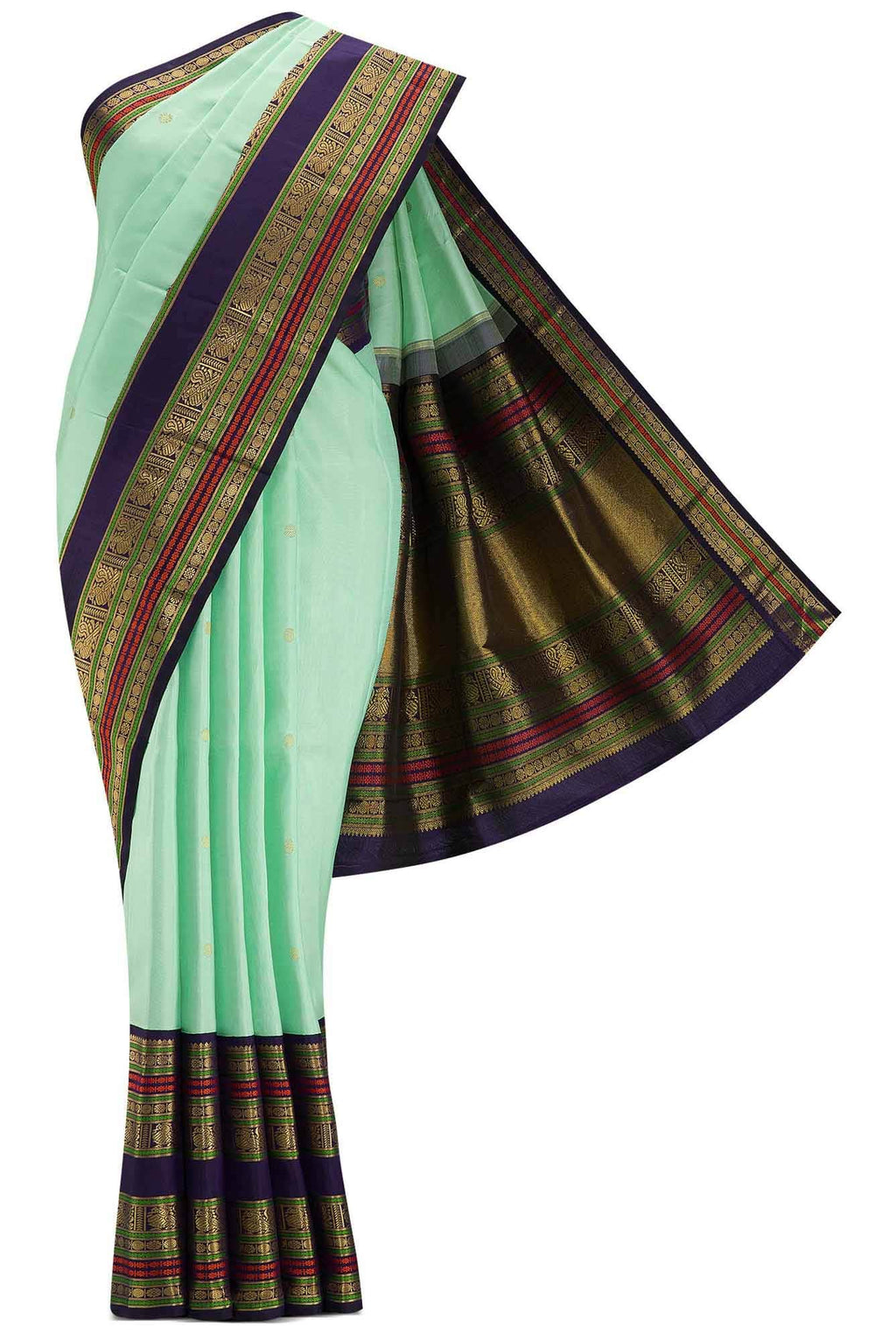 Pure Silk Pure Zari Pista Green Dual Tone Kanchipuram Saree
