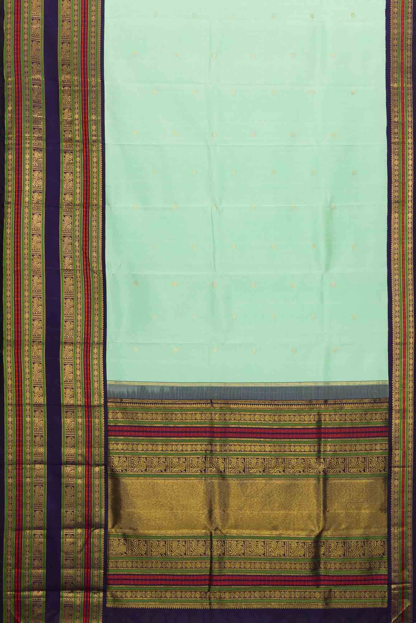 Pure Silk Pure Zari Pista Green Dual Tone Kanchipuram Saree